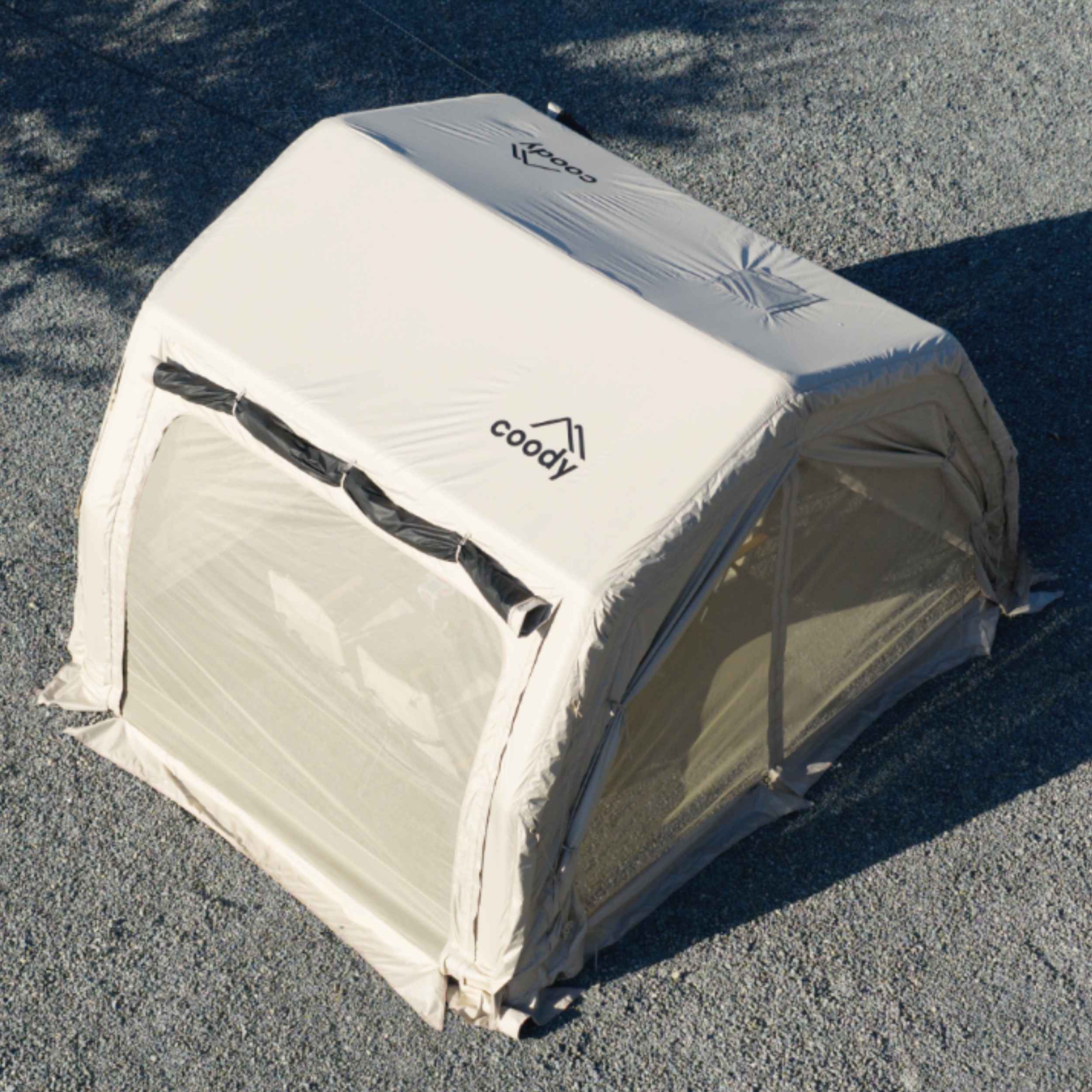 Tienda de campaña inflable Coody 8.0 Air negra - Casa de campaña para acampar (1-4 personas)