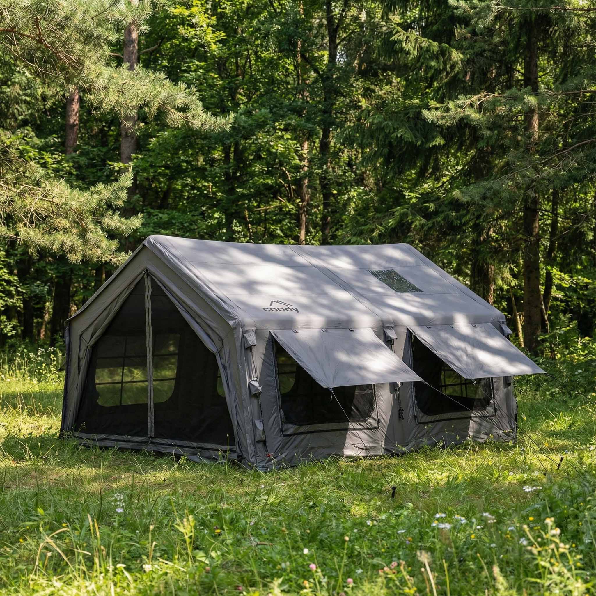 Coody Familia AirTent 13.6 Gray Inflatable Tent House for Camping (2-8 Person)