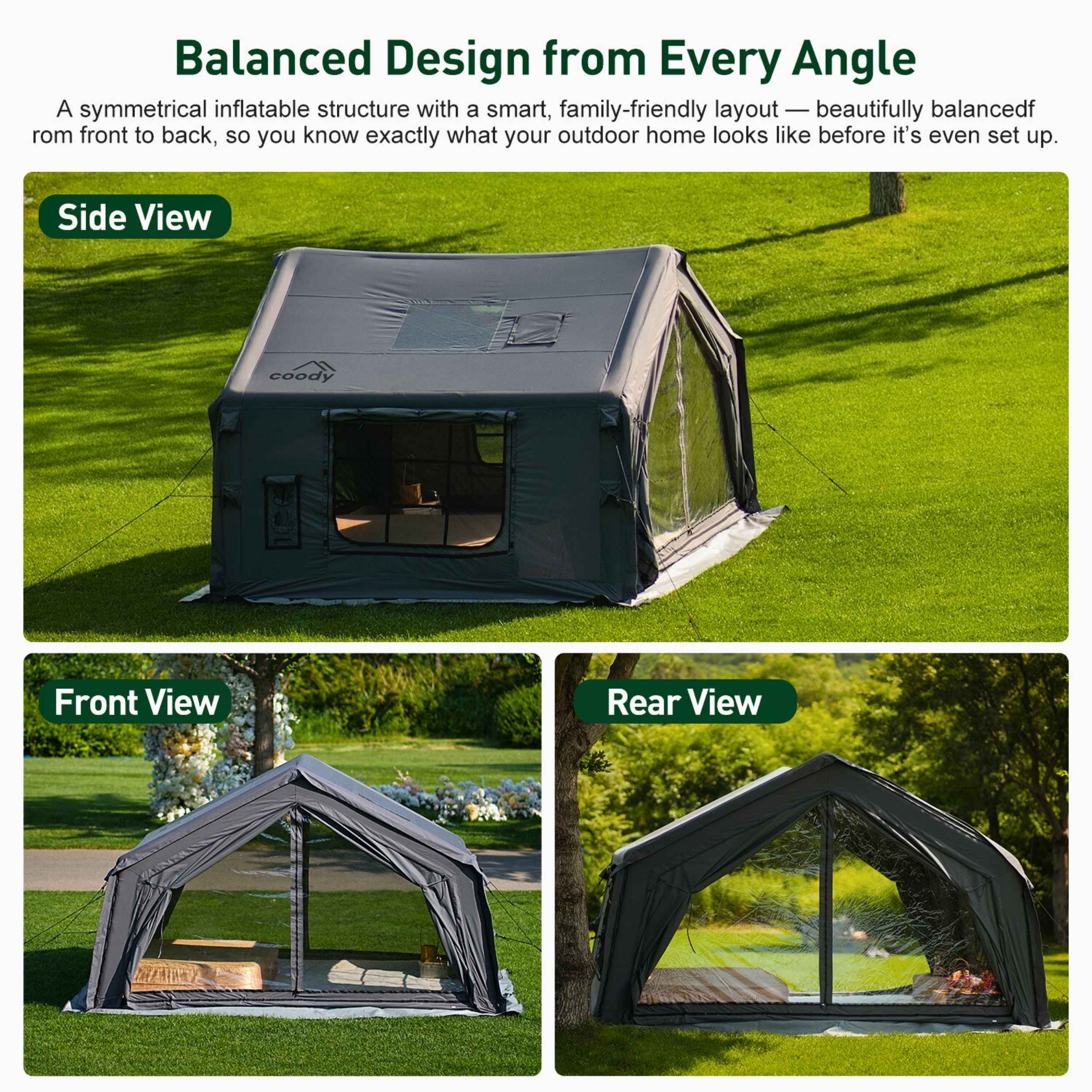 Coody 10.0 Gray Inflatable Tent House for Camping (2-4 Person)