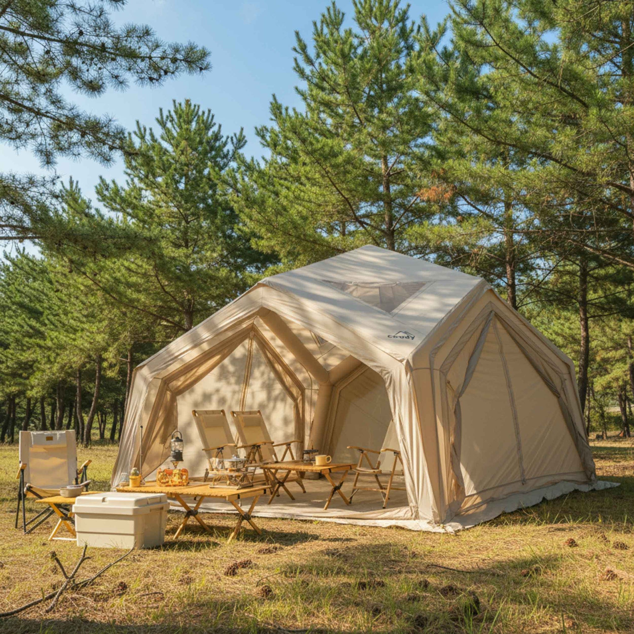 comfy tent Coody AirTent Hub Shelter Beige Inflatable Tent (2-6 Person)