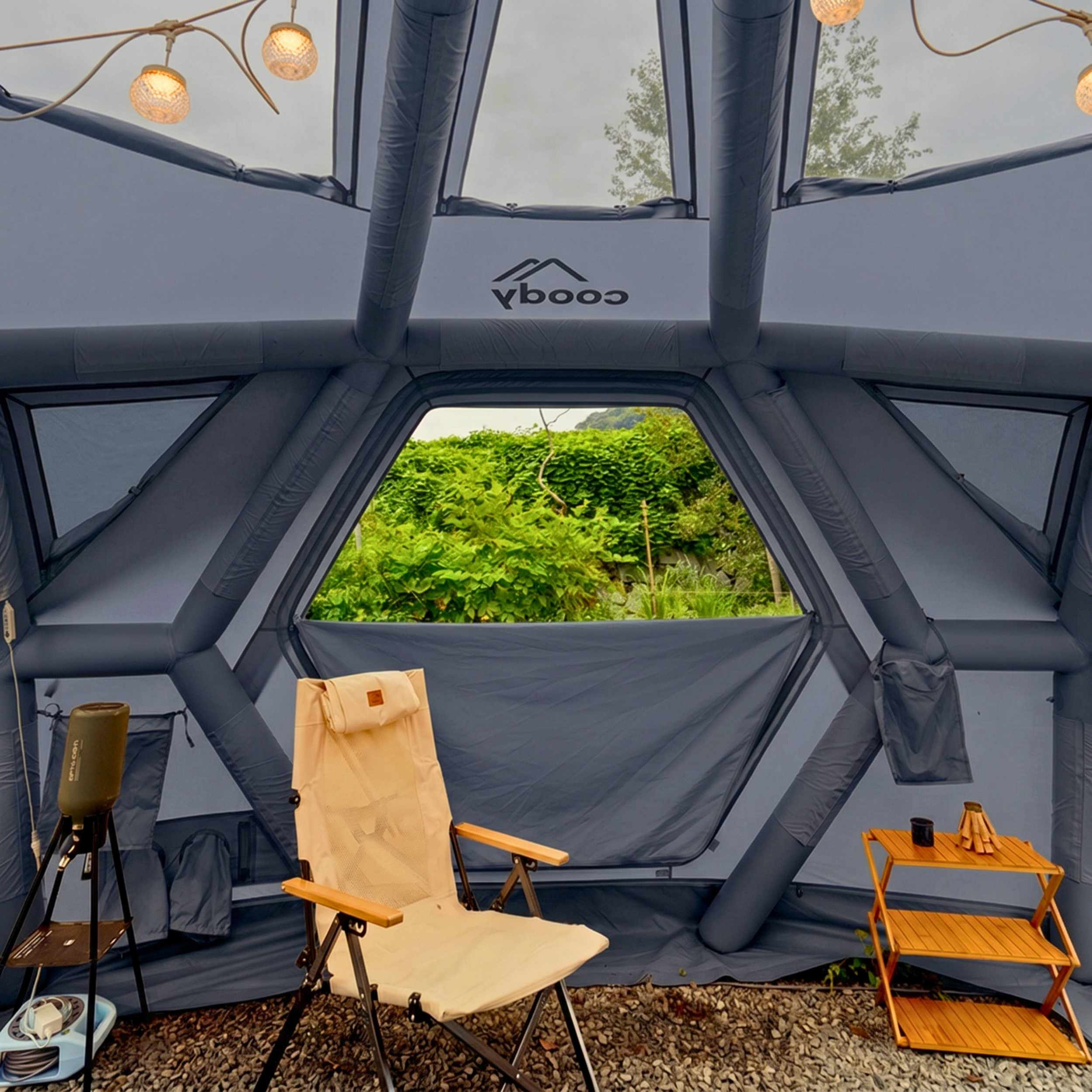 Tienda de campaña inflable Coody Familia AirTent 17.2 beige para acampar (2-10 personas)