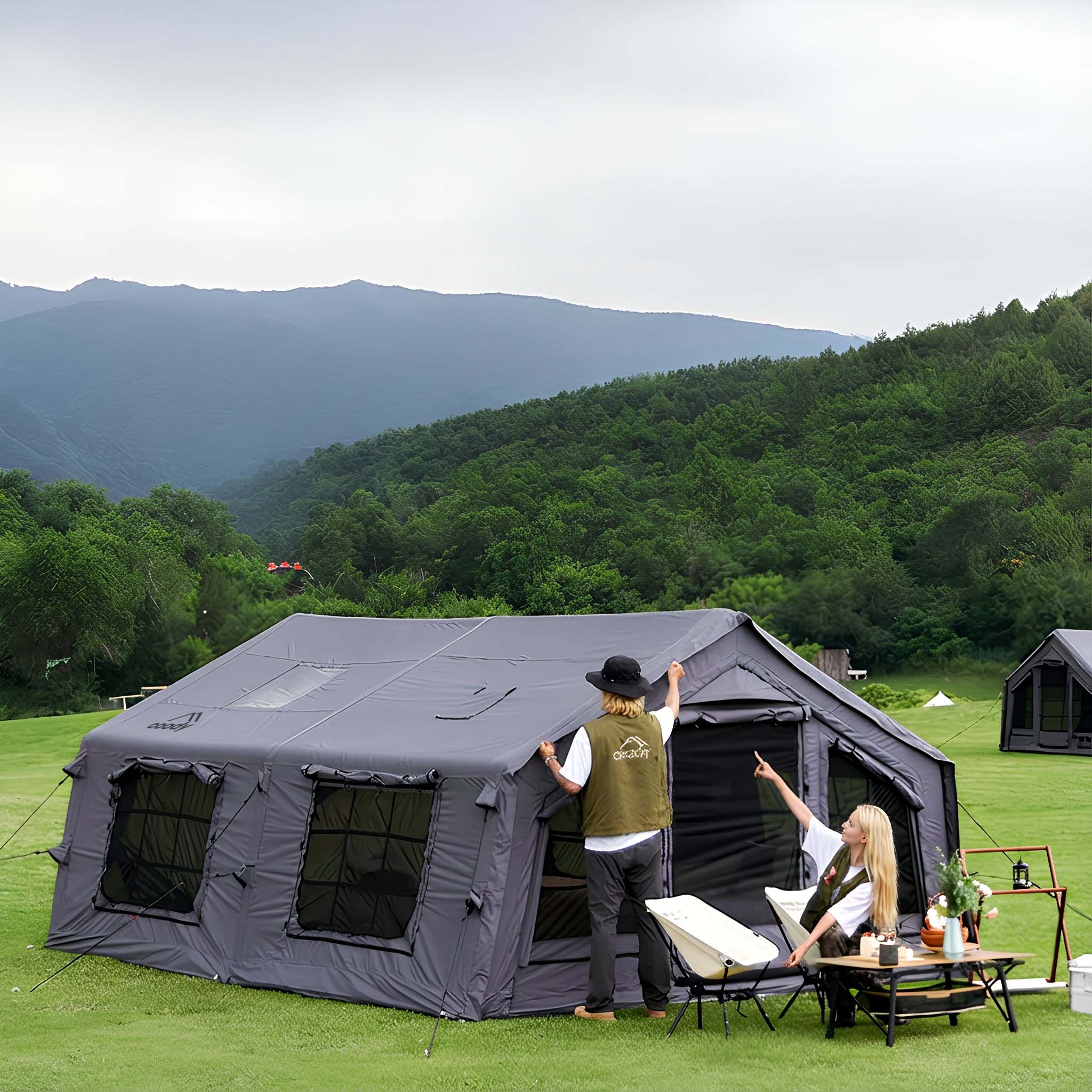 Tente gonflable Coody Familia AirTent 13.6 noire pour camping (2 à 8 personnes)