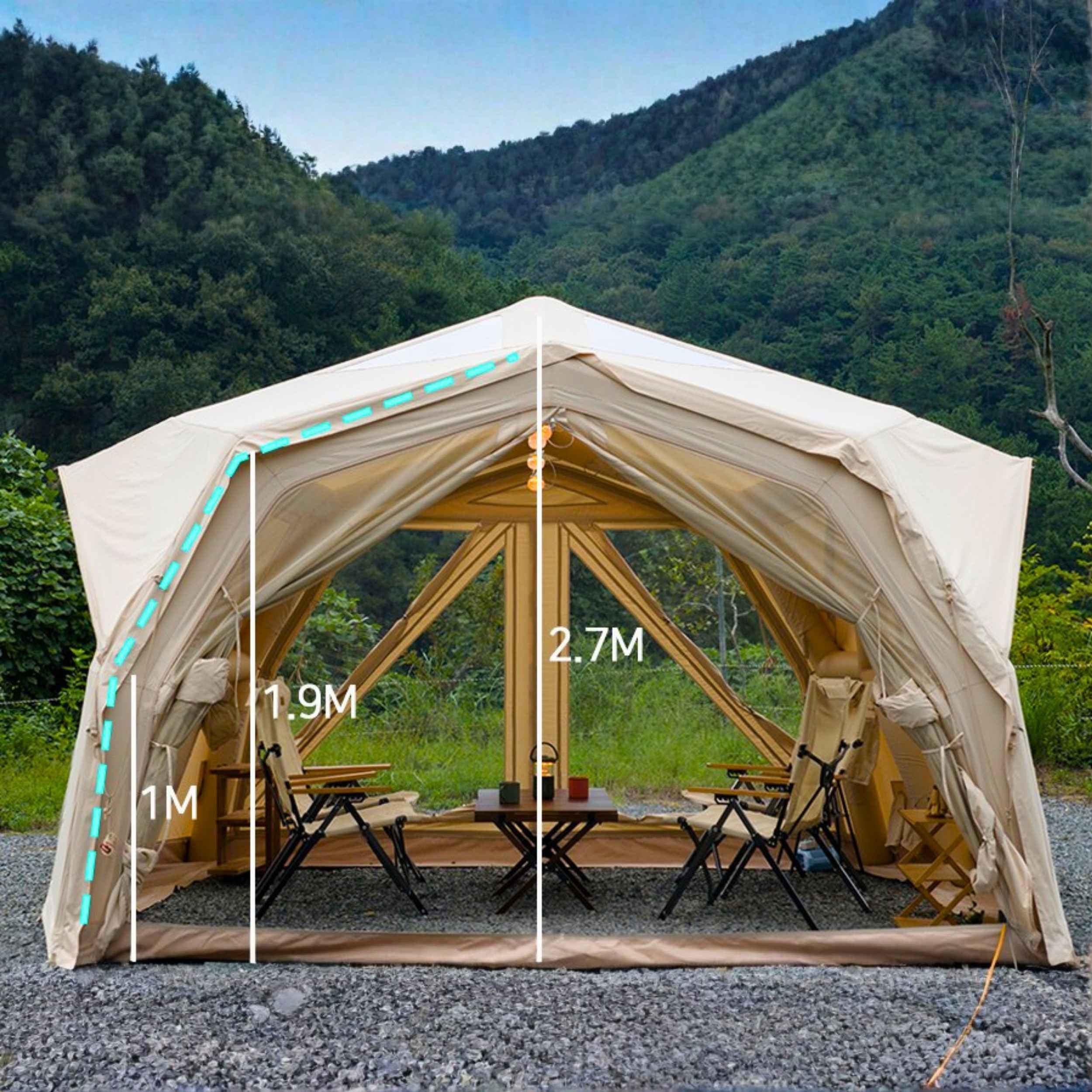 Coody Hub Pro Beige- Inflatable Tent for Camping (2-6 Person)