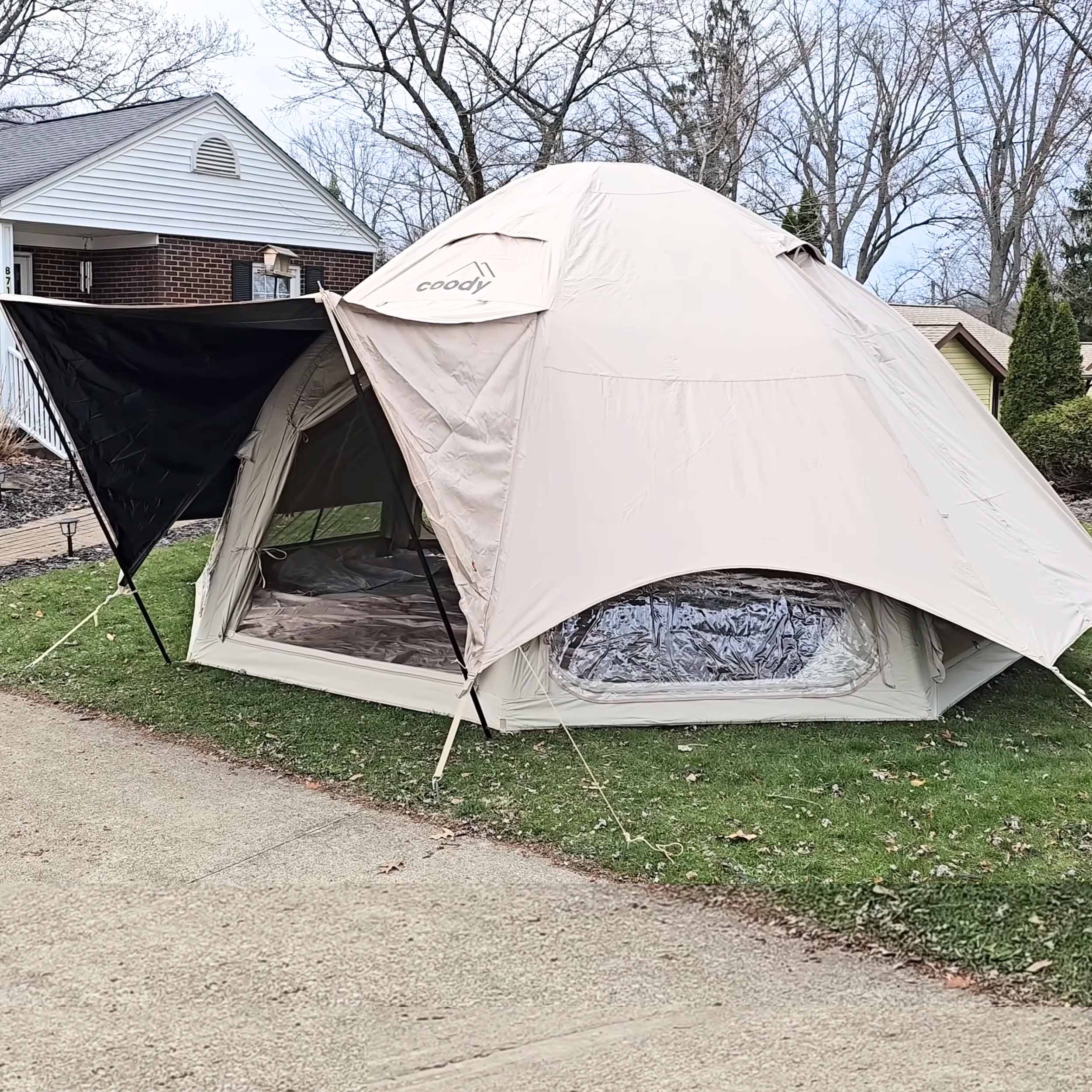 Coody Aurora Dome Beige (2-4 Person)+Carpet(Beige)+Electric Pump