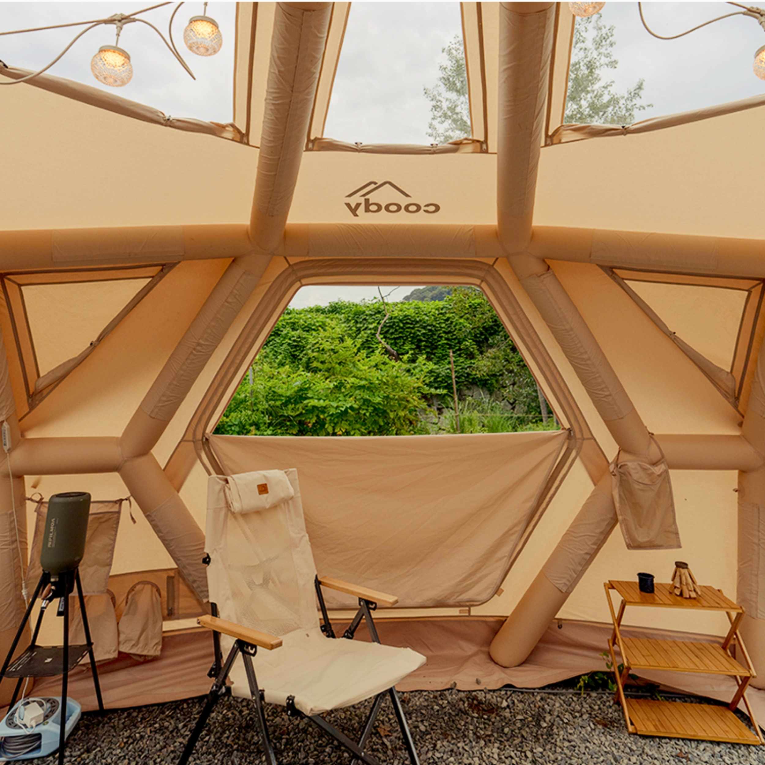 Coody Hub Pro Beige- Inflatable Tent for Camping (2-6 Person)