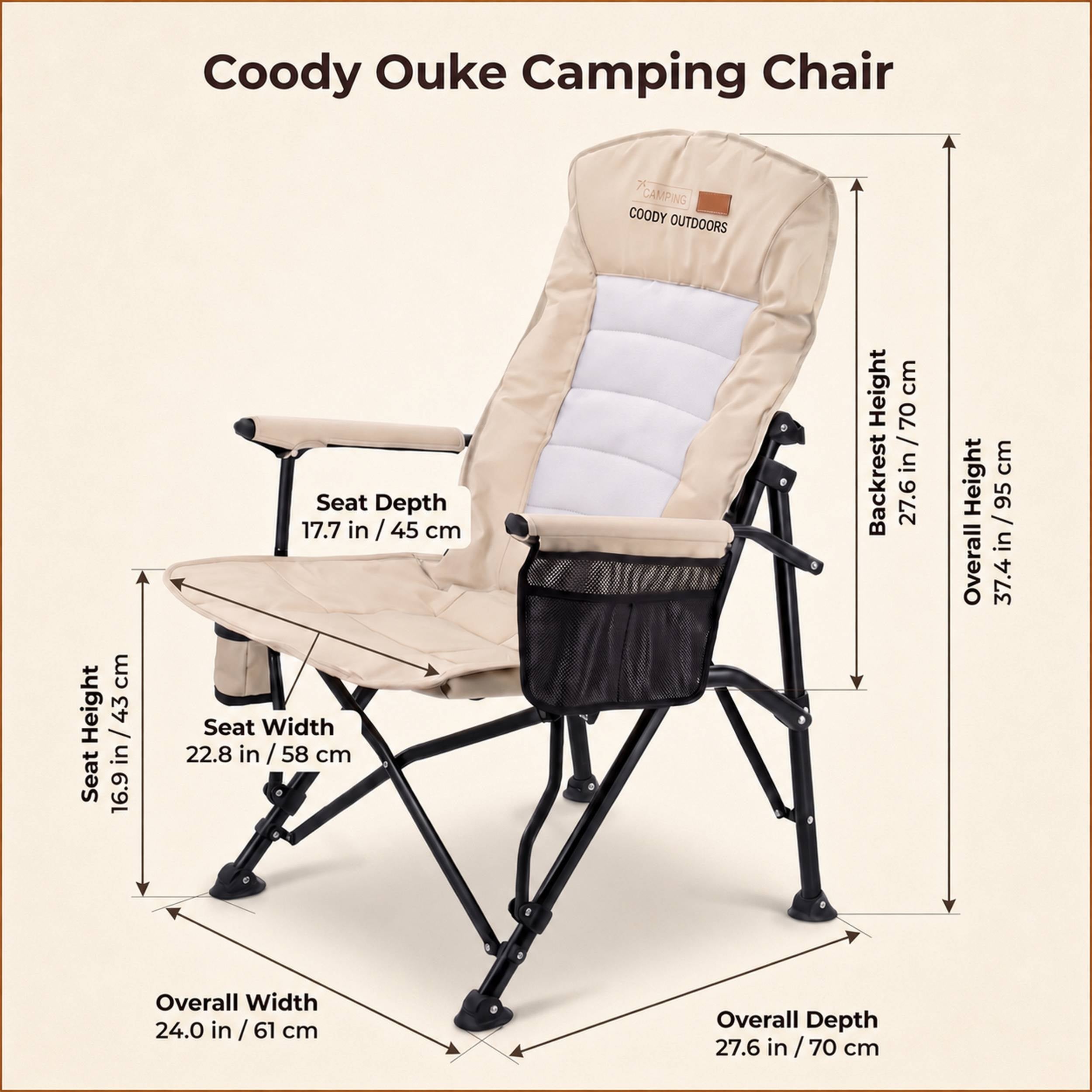 Coody Ouke Padded Camping Chair – Beige