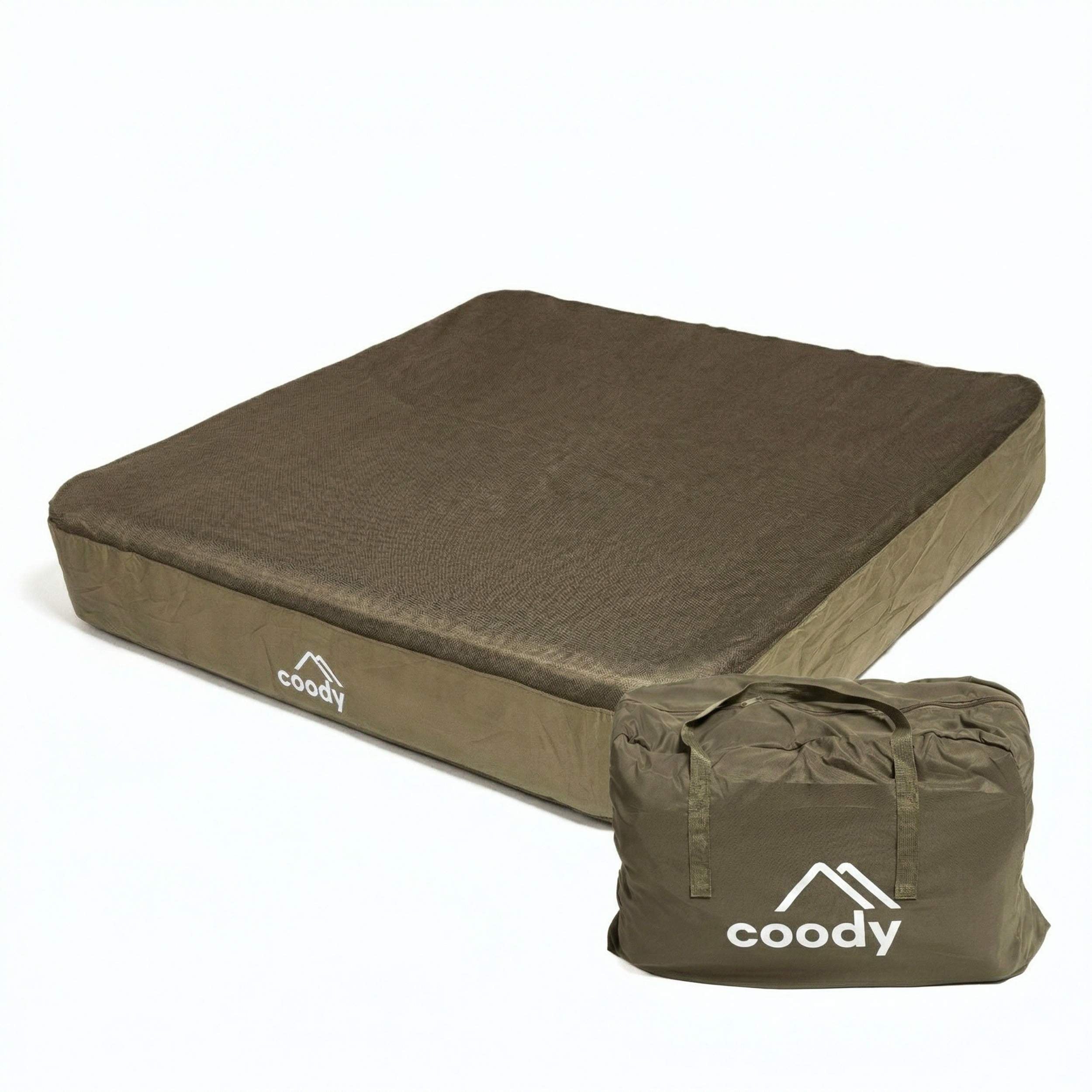 Coody Air Mattress Green King (197×184×35 cm) – Premium Air Bed with Built-in Pump