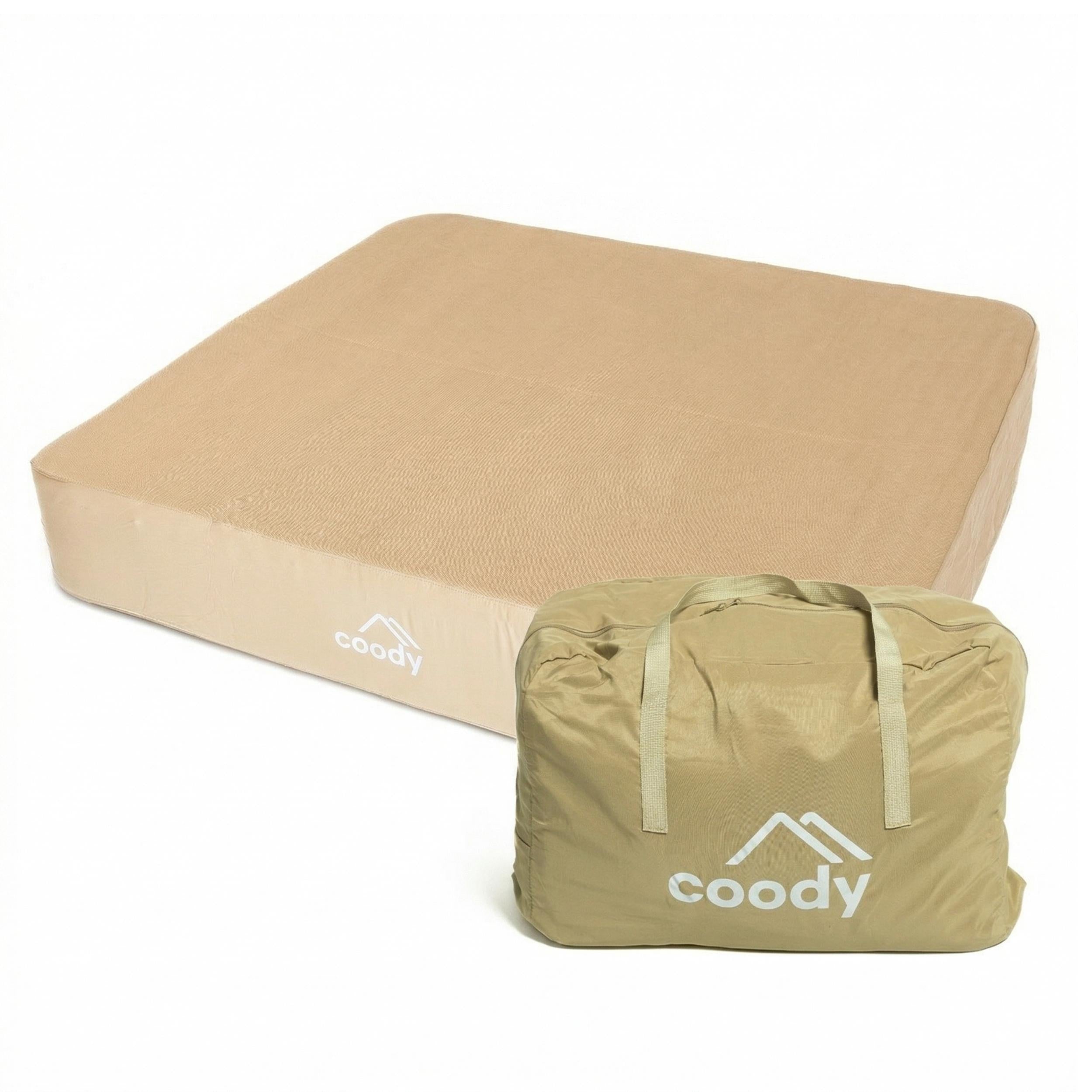 Coody Air Mattress Beige King (197×184×35 cm) – Premium Air Bed with Built-in Pump