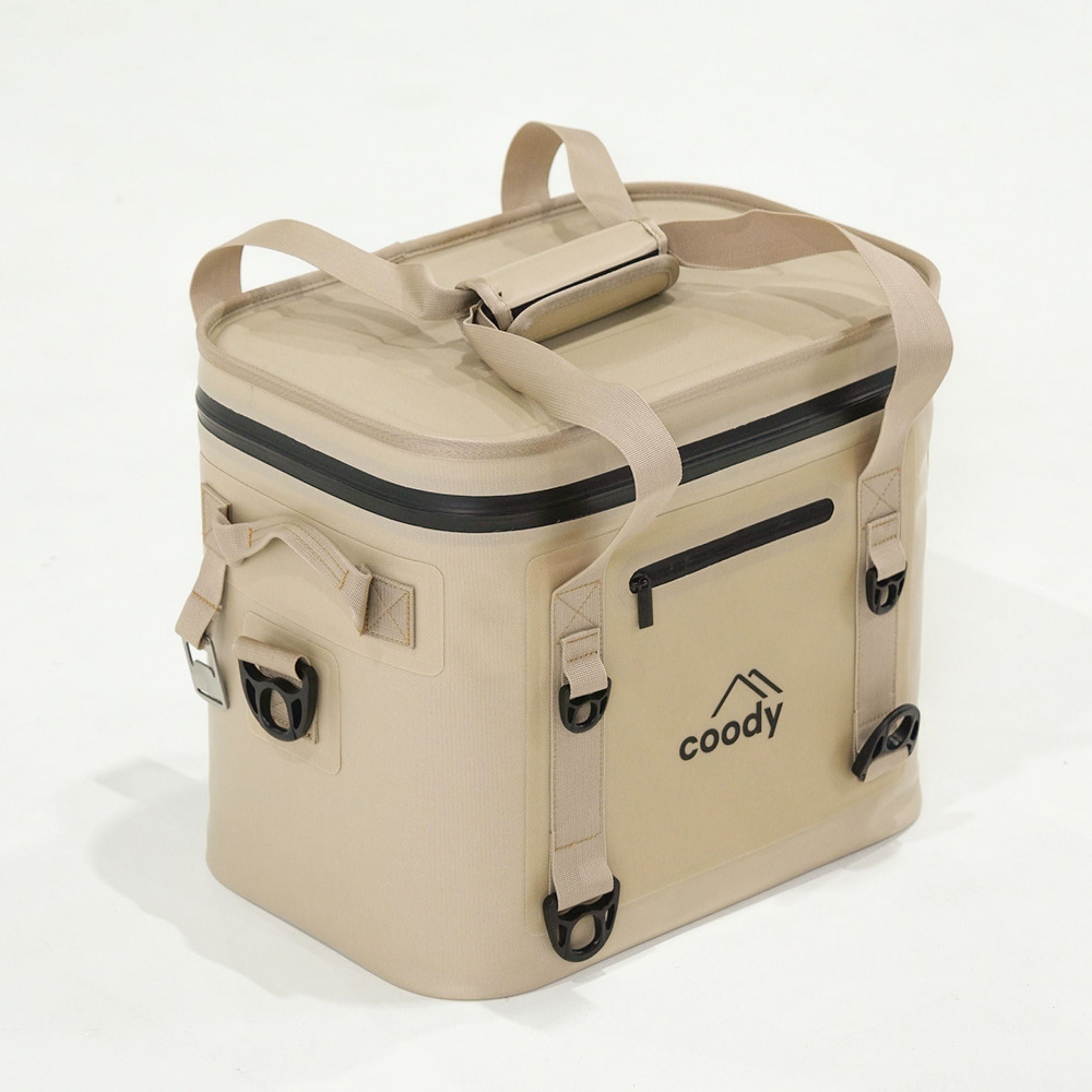 Coody Soft Cooler Bag 20L – Holds Up to 30 Cans, 20mm High-Density NBR Insulation, AIR-TIGHT Zipper, Beige