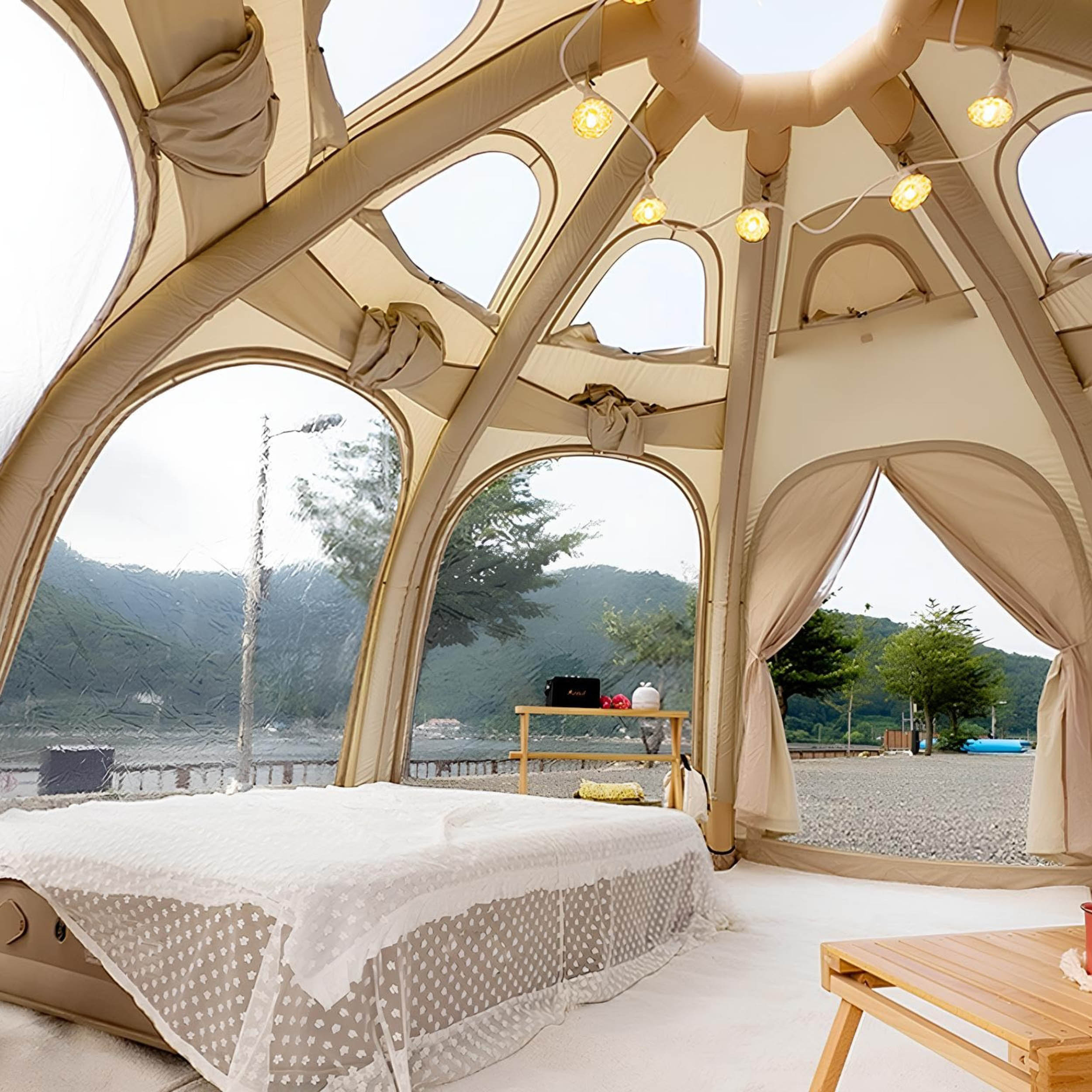 Coody Aurora Dome Beige (2-4 Person)+Carpet(Beige)+Electric Pump