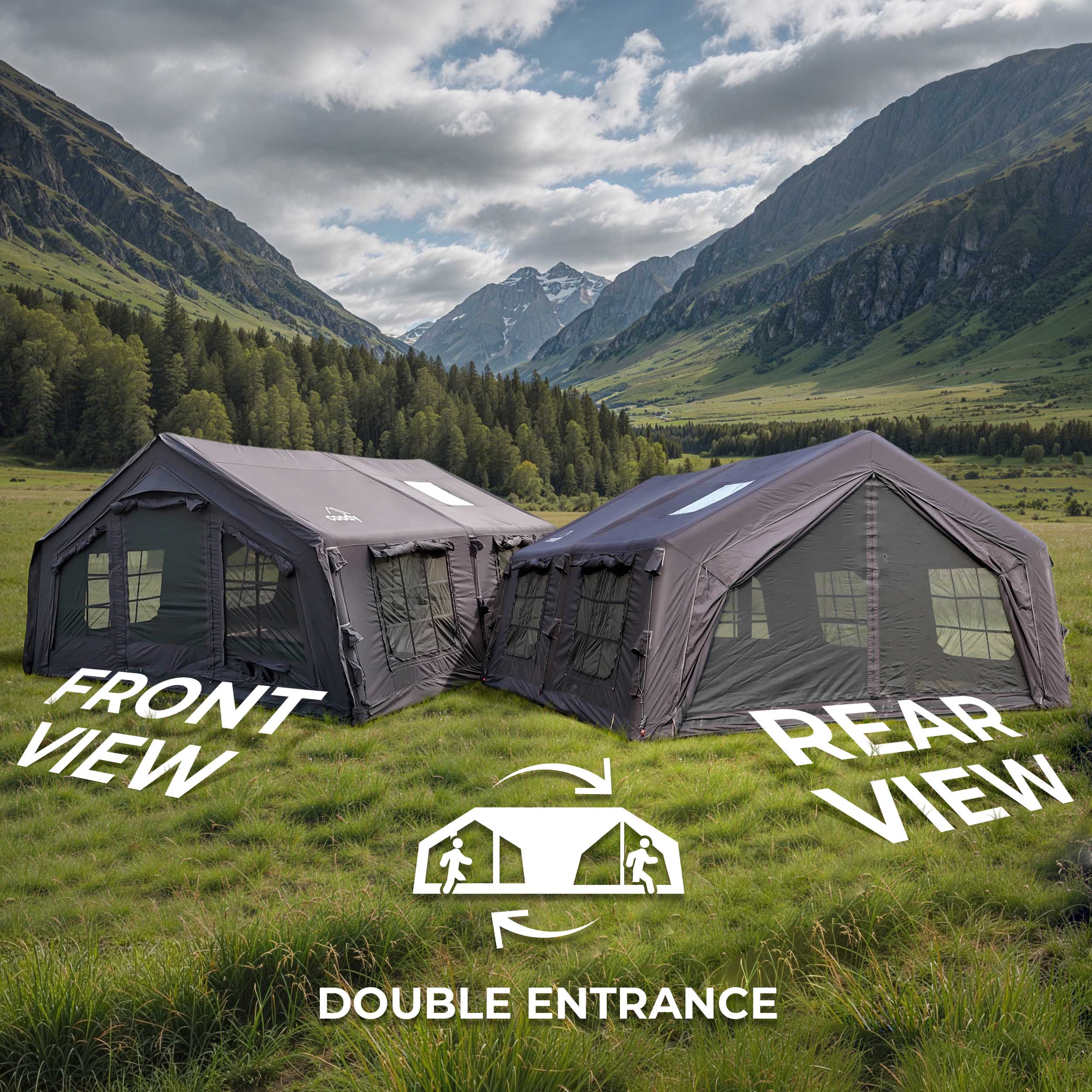 Coody 17.2 Black - Inflatable Camping Tent for 2-10 Person