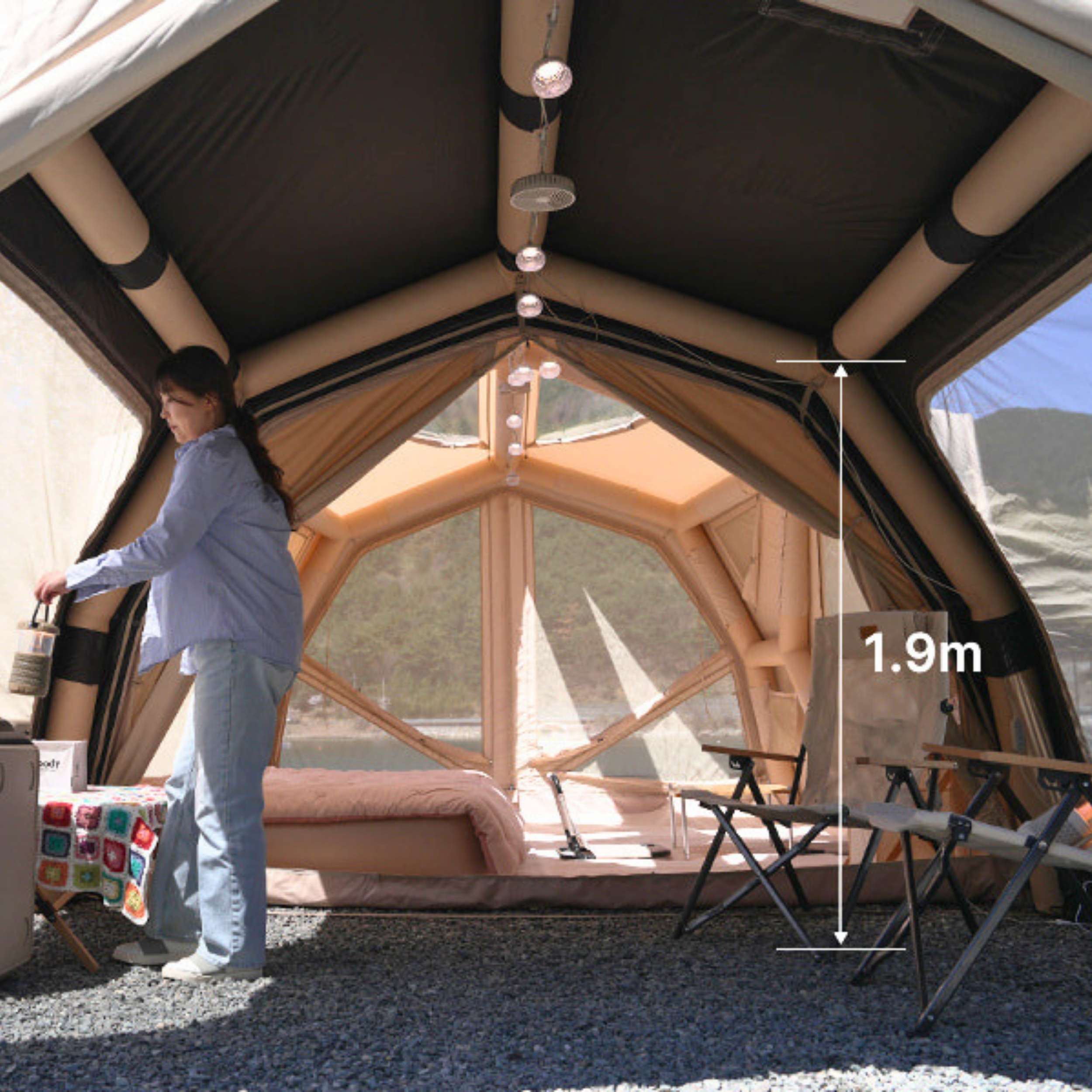 Tienda de campaña inflable Coody 8.0 Air negra - Casa de campaña para acampar (1-4 personas)