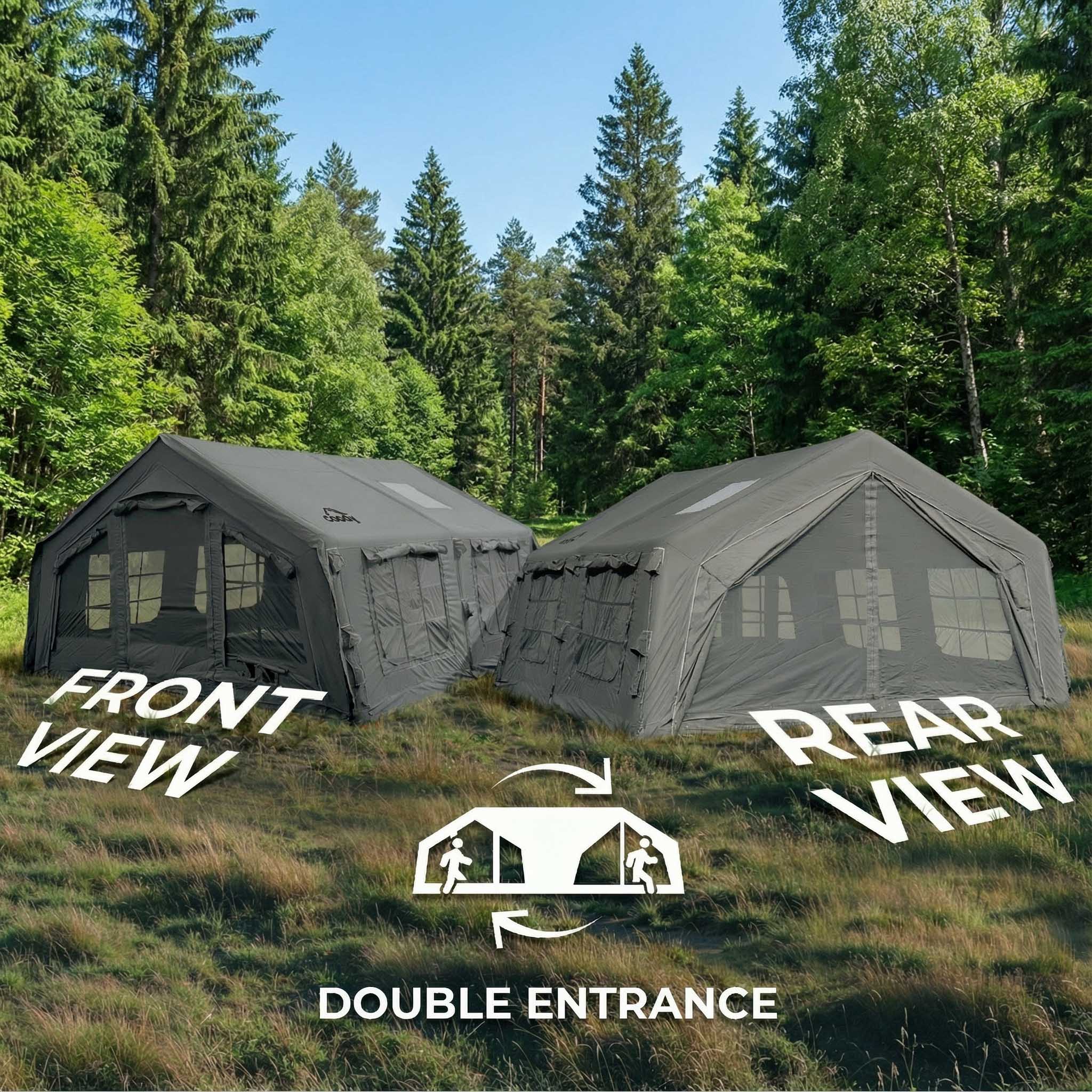 Coody Familia AirTent 13.6 Gray Inflatable Tent House for Camping (2-8 Person)