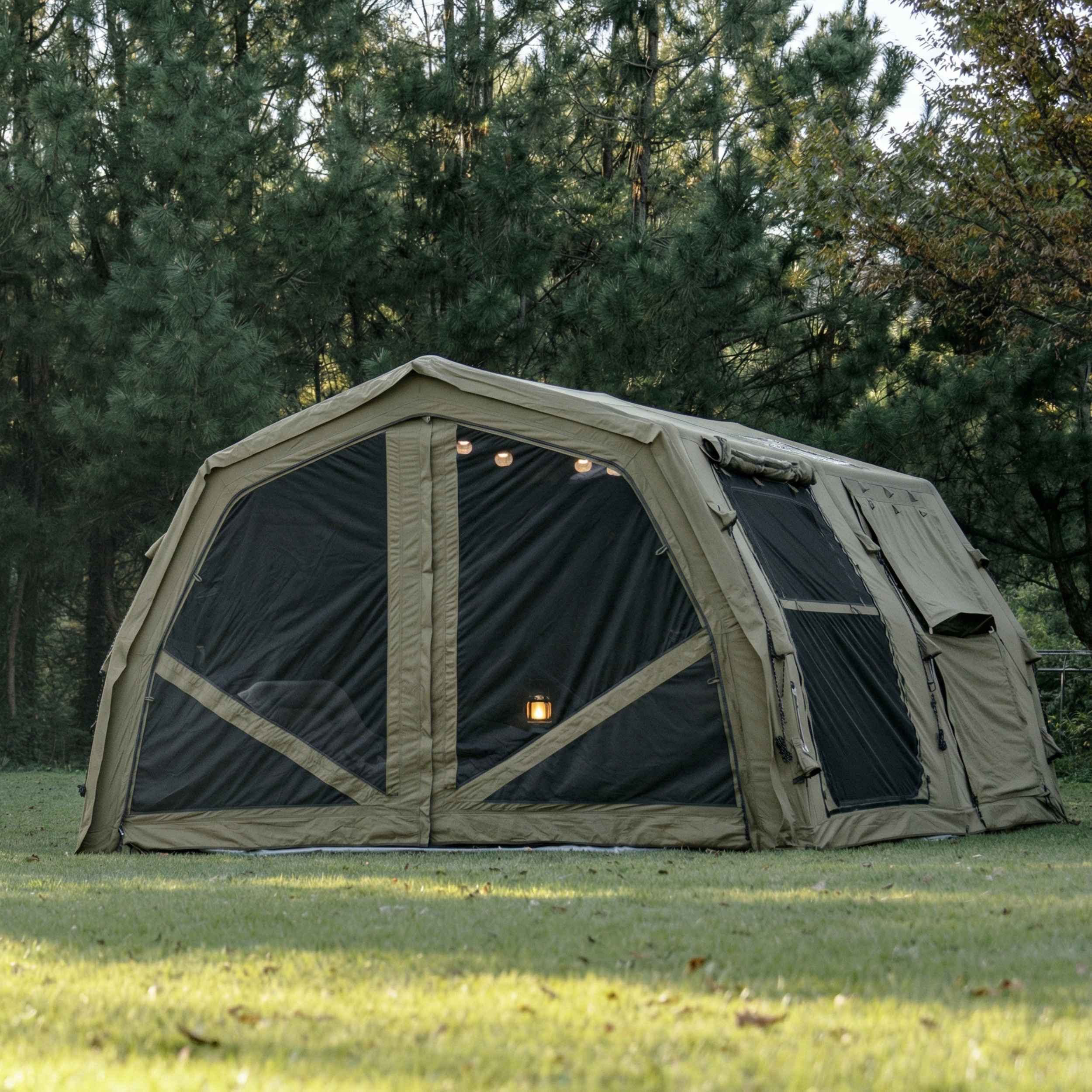 Tienda de campaña inflable Coody Familia AirTent 17.2 beige para acampar (2-10 personas)