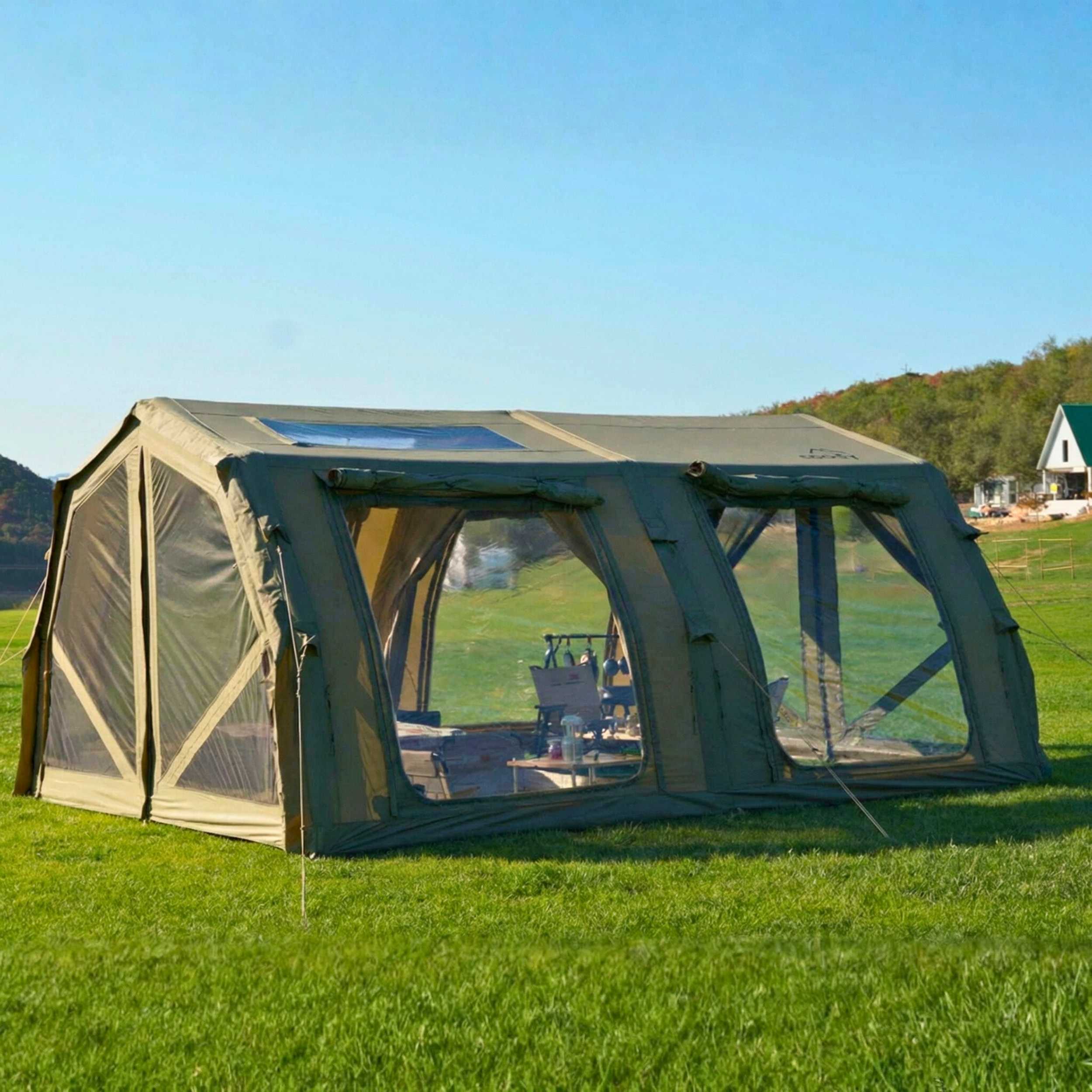 Tienda de campaña inflable Coody Familia AirTent 17.2 beige para acampar (2-10 personas)