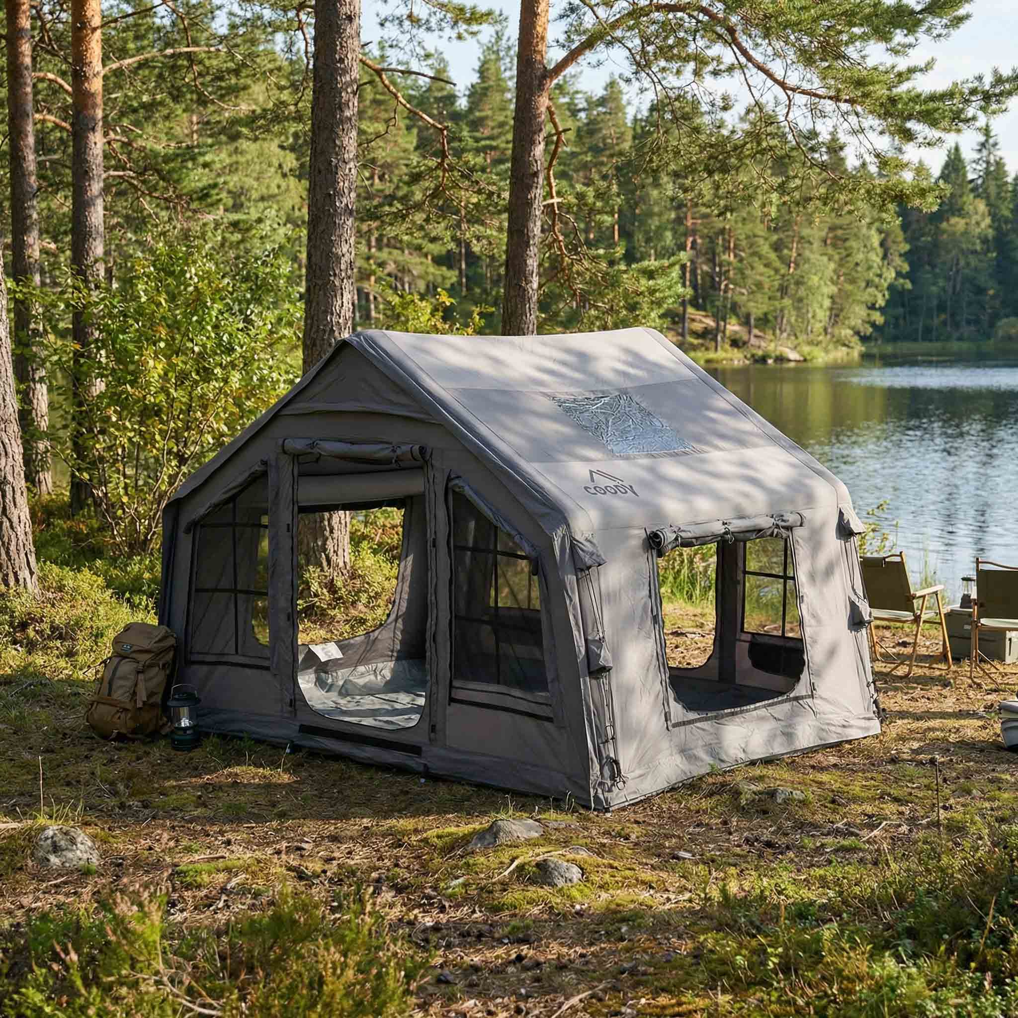Coody 8.0 Air Tent Gray - Inflatable Tent House for Camping (1-4 Perso