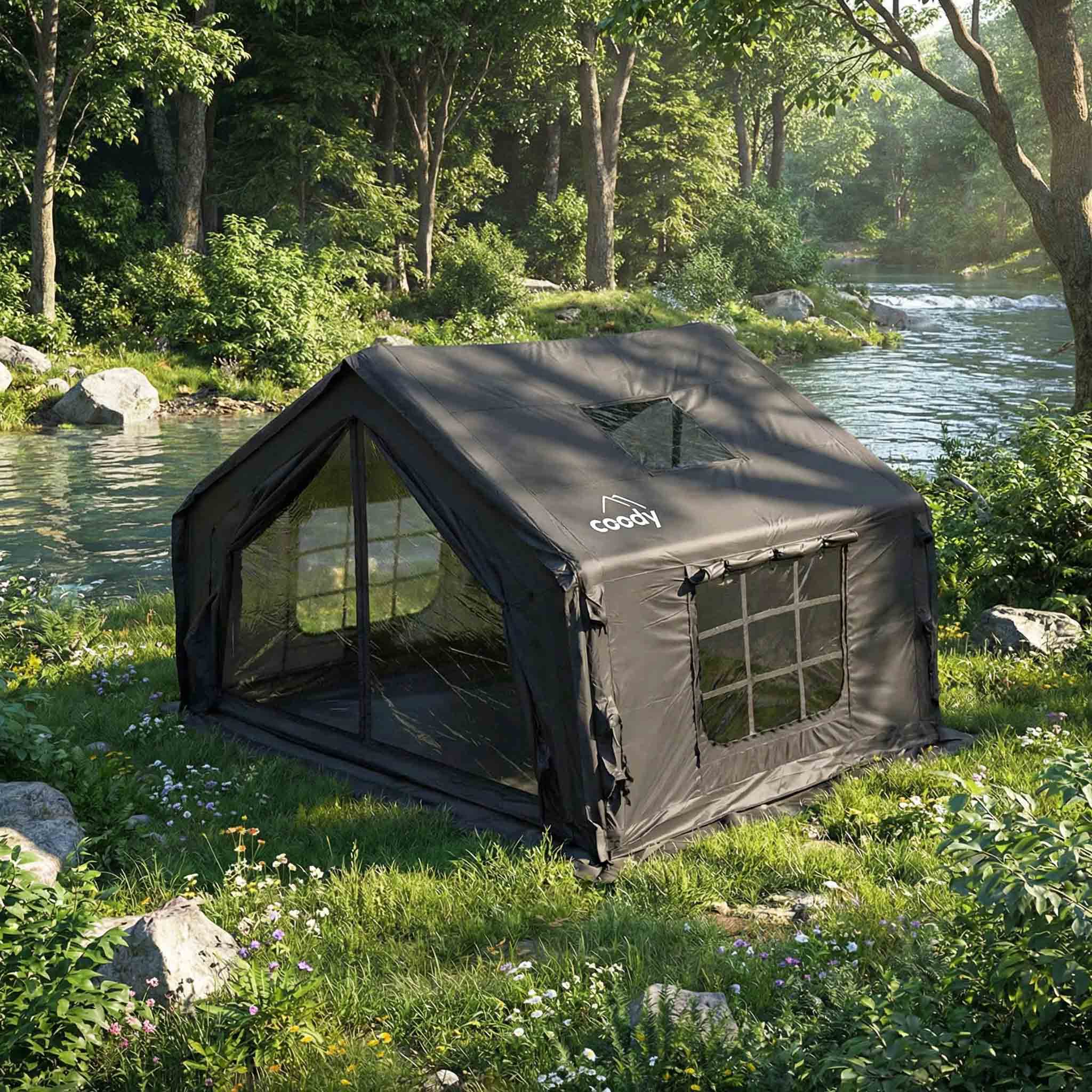 Coody 10.0 Black Inflatable Tent House for Camping (2-4 Person)