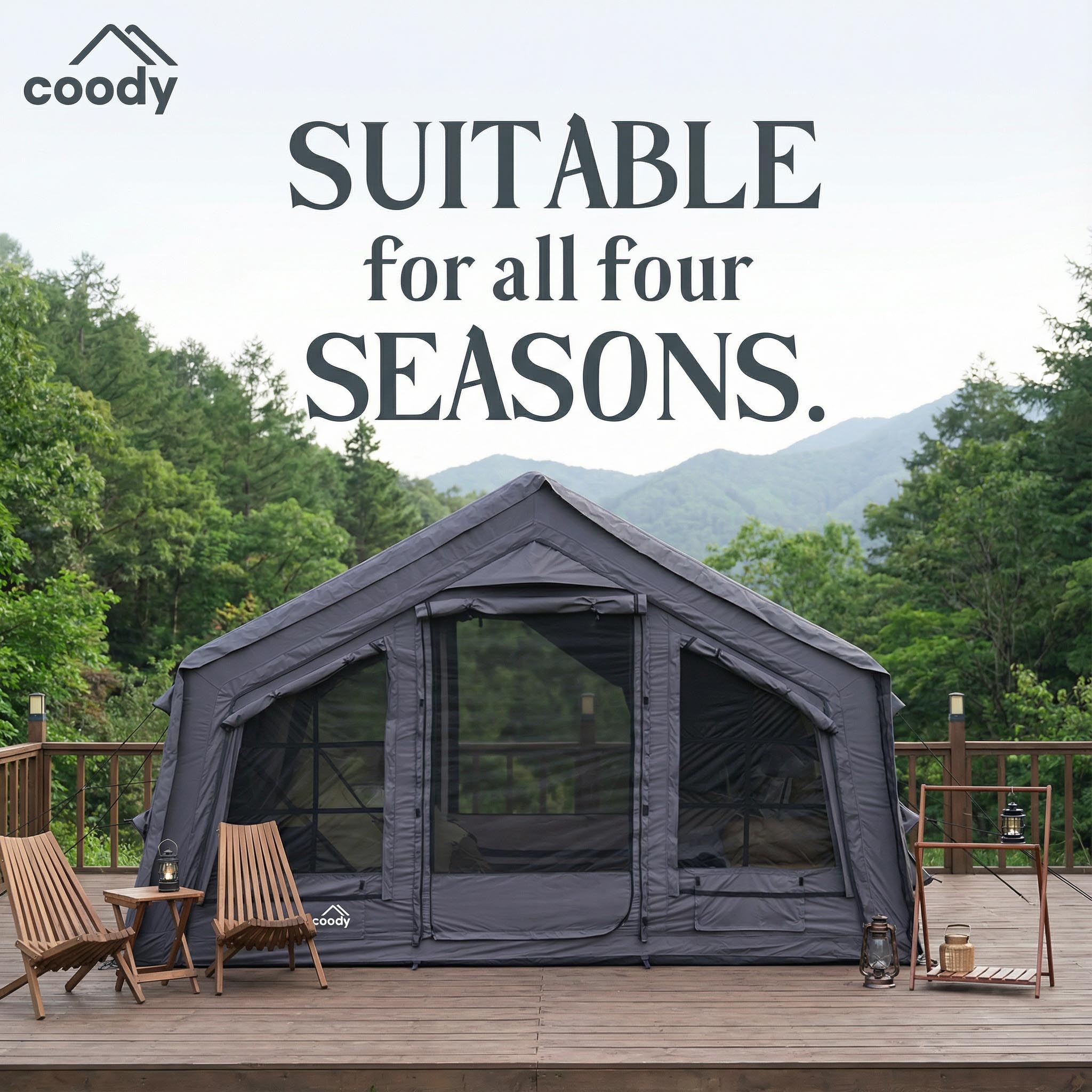Tente gonflable Coody Familia AirTent 17.2 noire pour camping (2 à 10 personnes)
