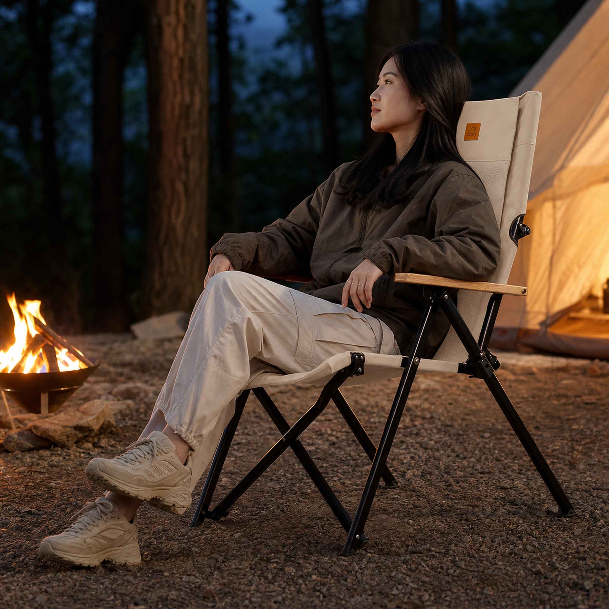 Coody Relax 4-Position Camping Chair – Beige