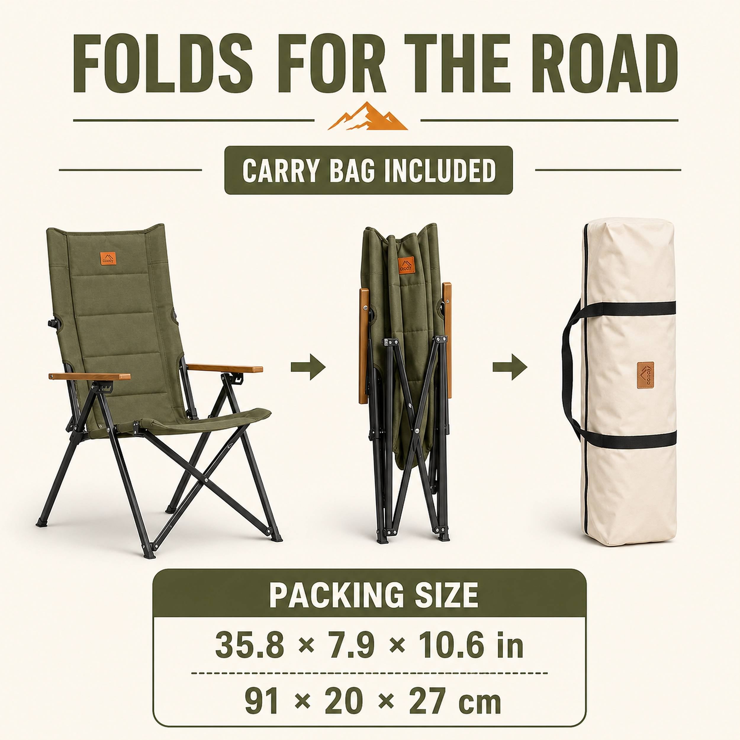 Coody Relax 4-Position Camping Chair – Green