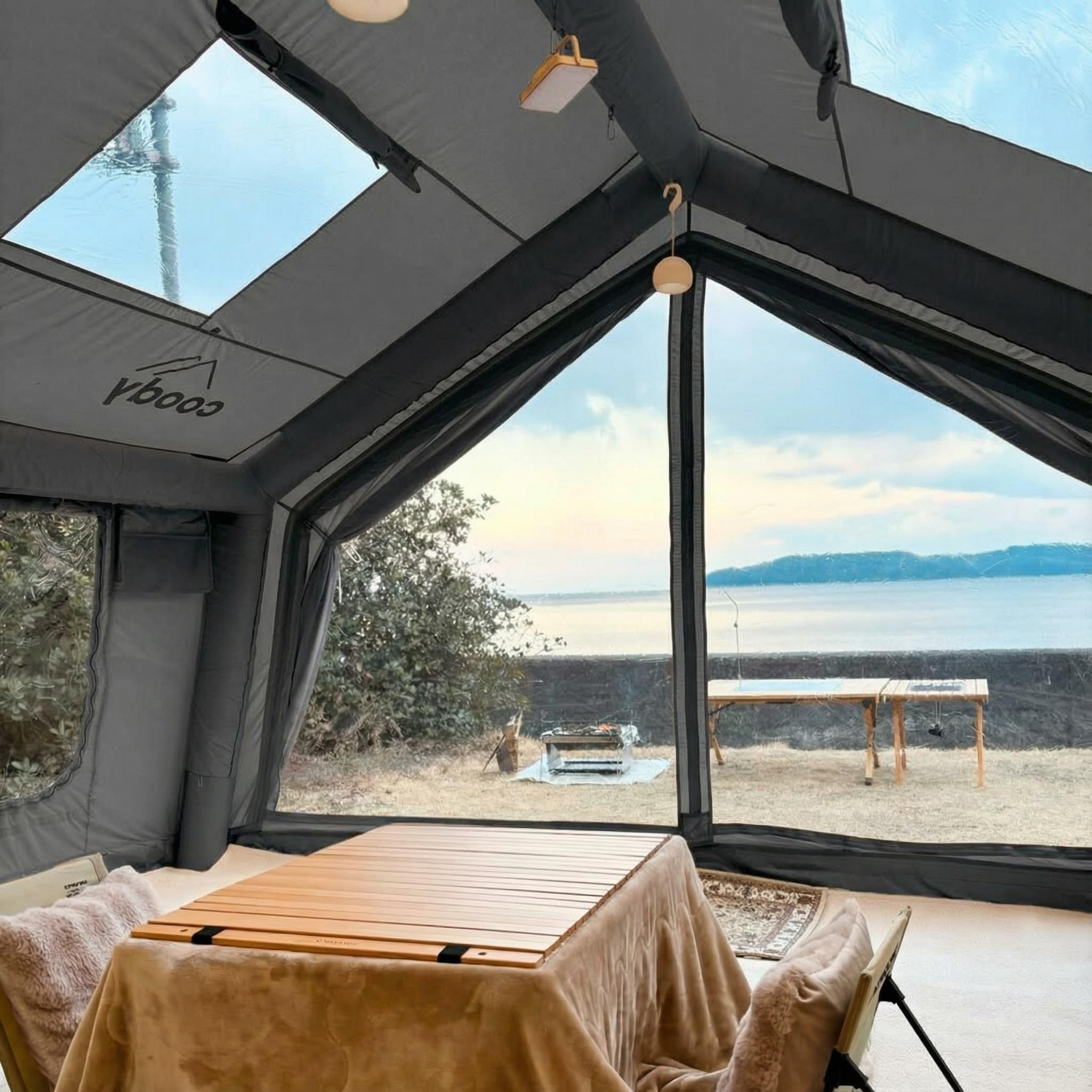 Tente gonflable Coody Familia AirTent 17.2 noire pour camping (2 à 10 personnes)