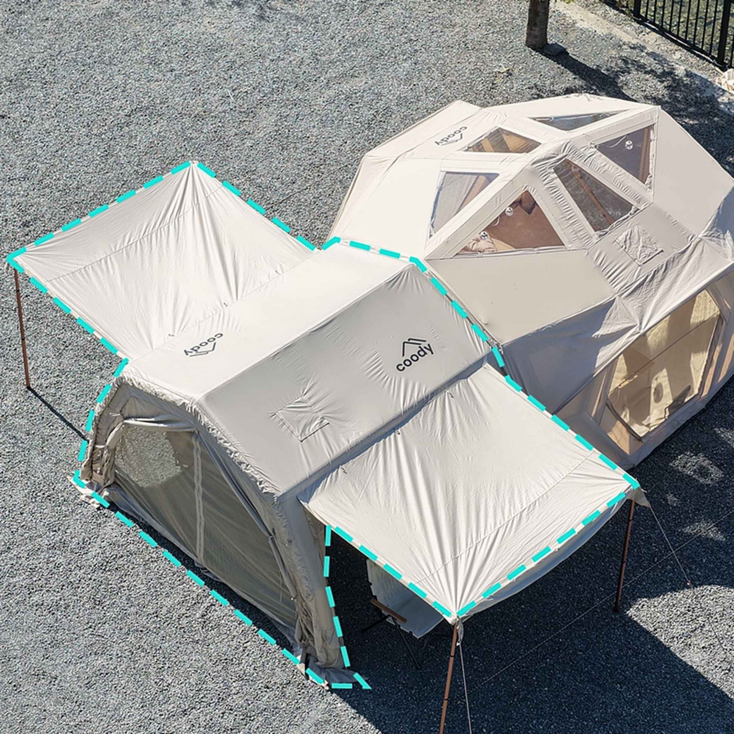 Tienda de campaña inflable Coody 8.0 Air negra - Casa de campaña para acampar (1-4 personas)