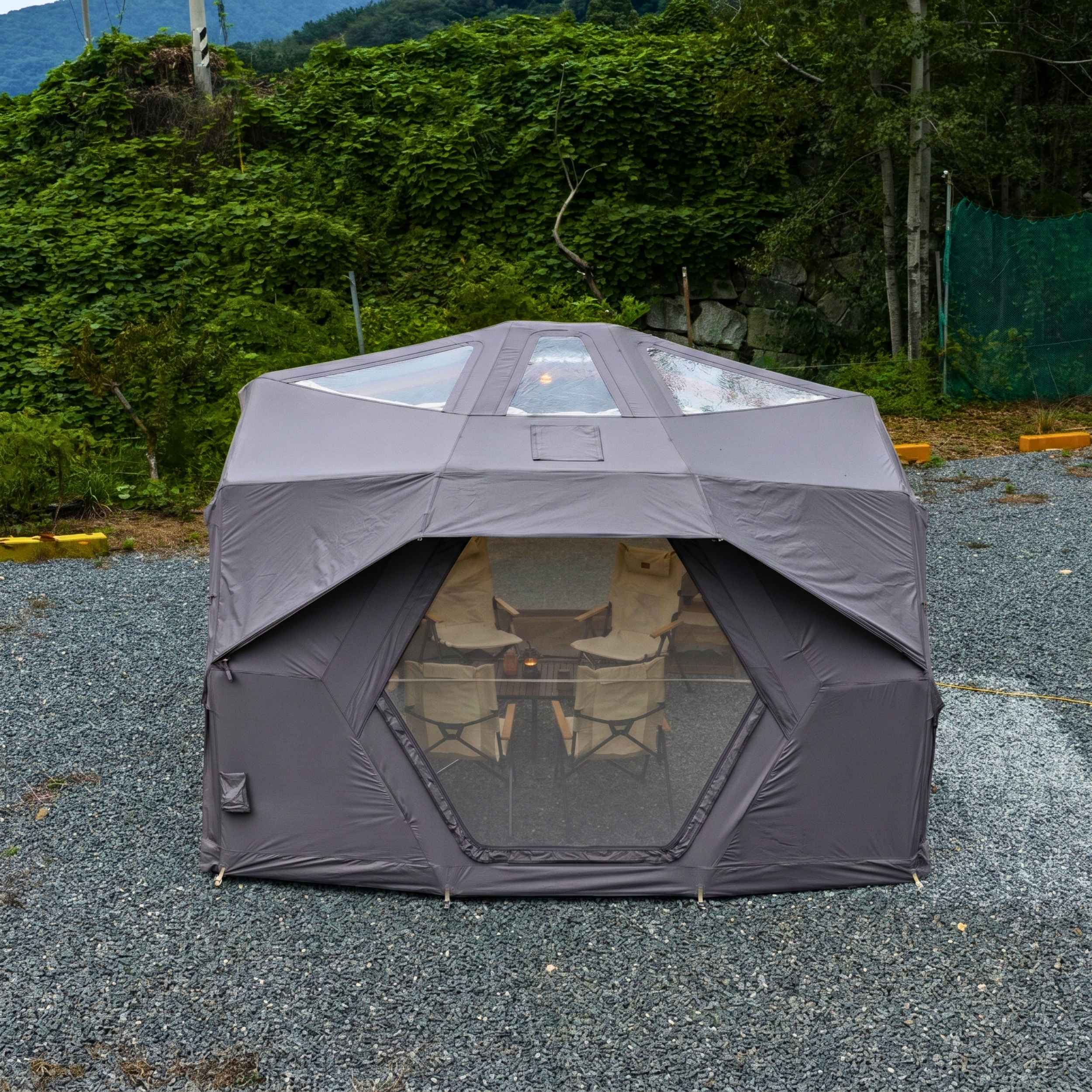 Tienda de campaña inflable Coody Familia AirTent 17.2 beige para acampar (2-10 personas)