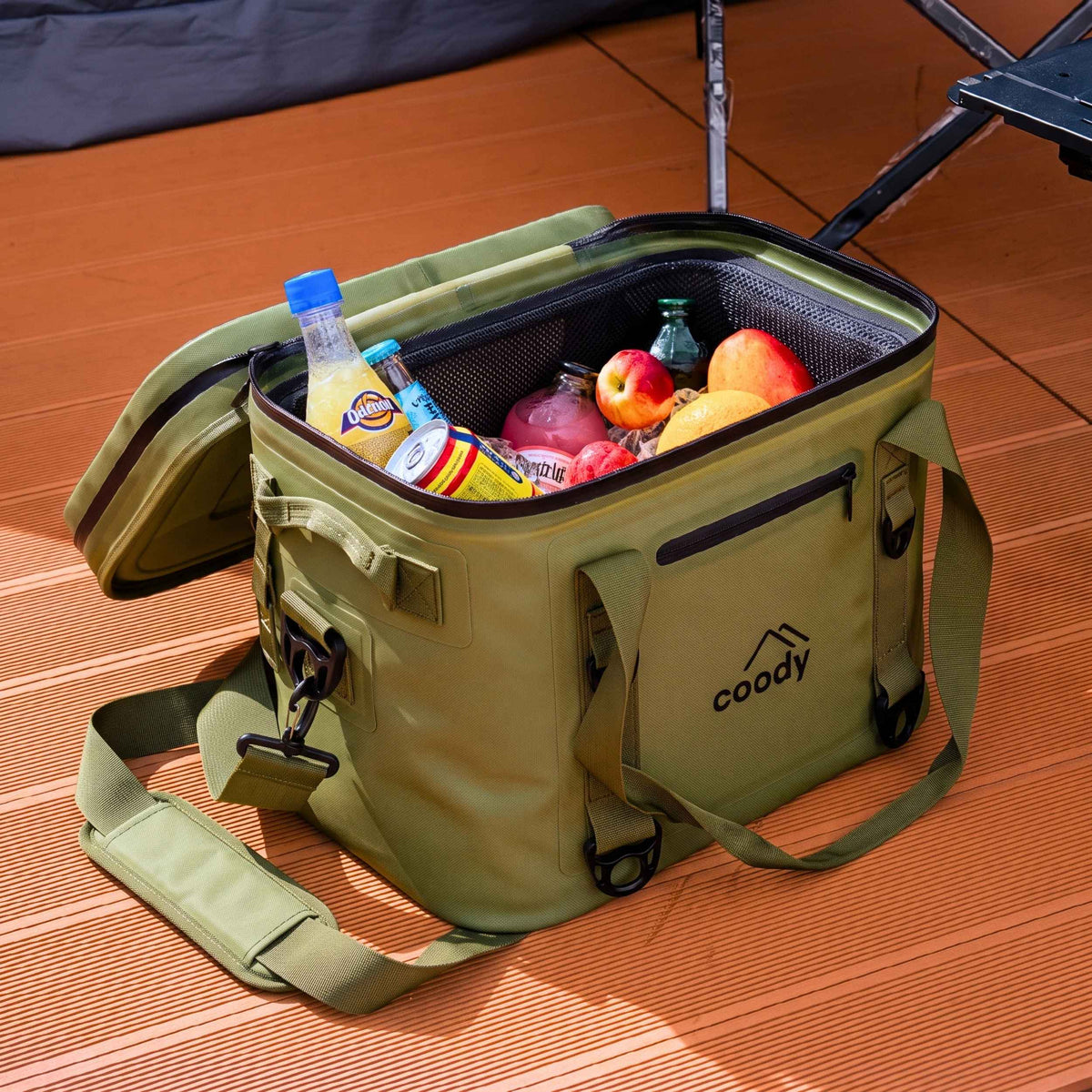 Coody Soft Cooler Bag 20L Khaki – Holds Up to 30 Cans, 20mm High-Density NBR Insulation, AIR-TIGHT Zipper