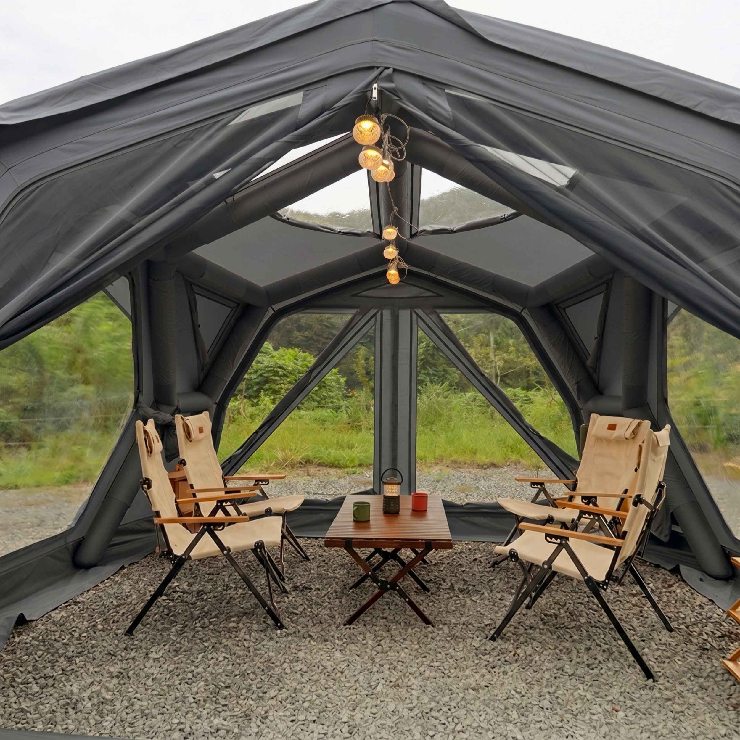 Tienda de campaña inflable Coody Familia AirTent 17.2 beige para acampar (2-10 personas)