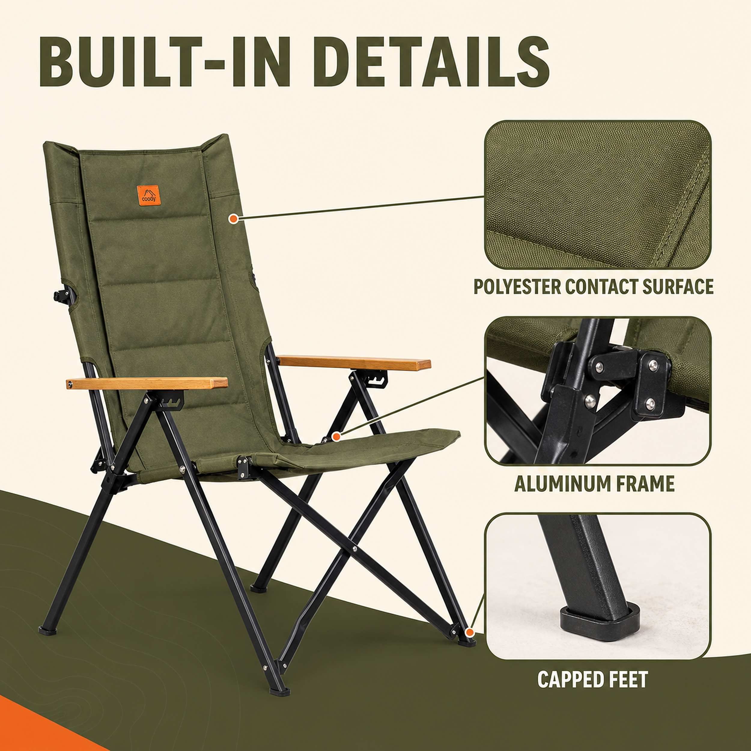 Coody Relax 4-Position Camping Chair – Green