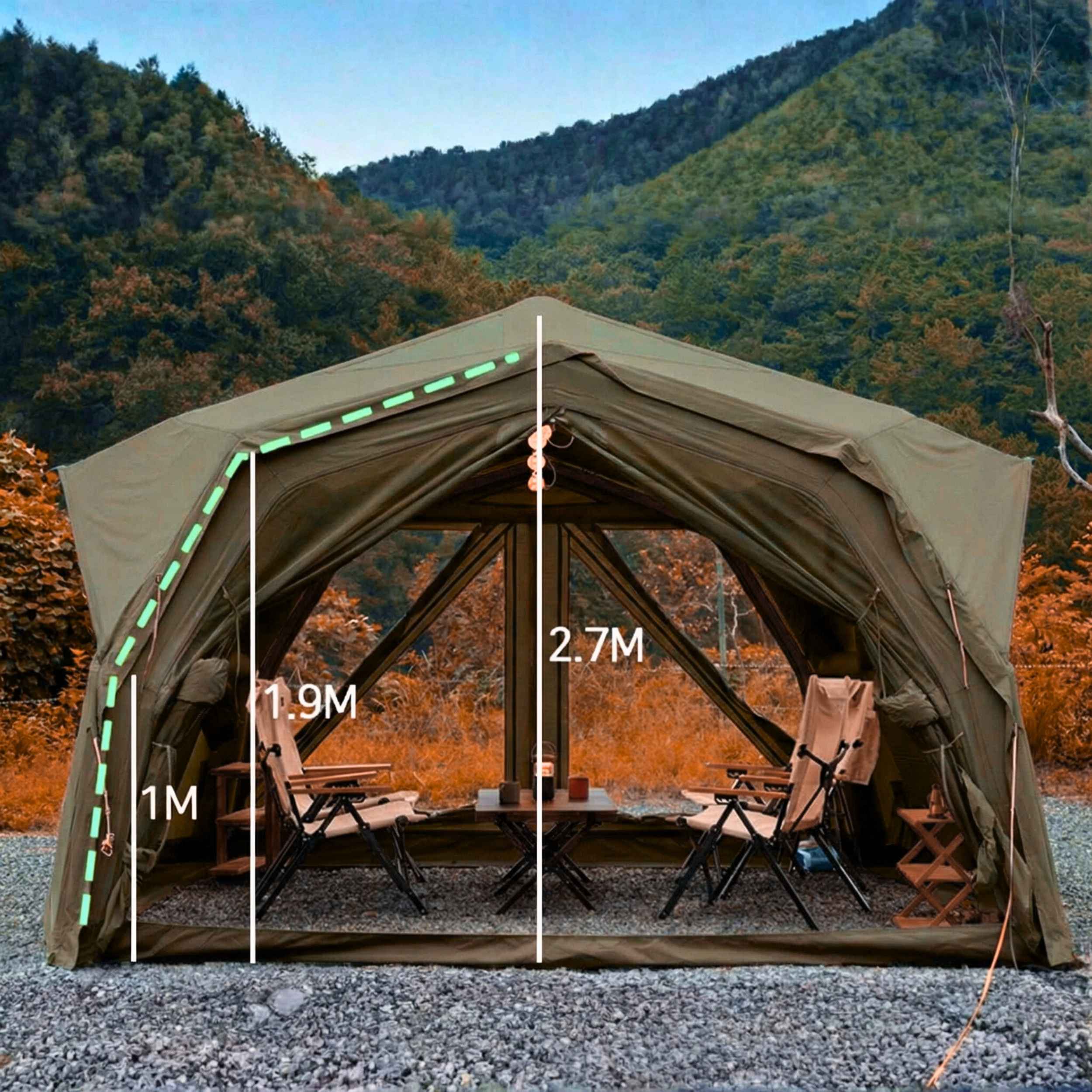 Coody Hub Pro Forest Green- Inflatable Tent for Camping (2-6 Person)