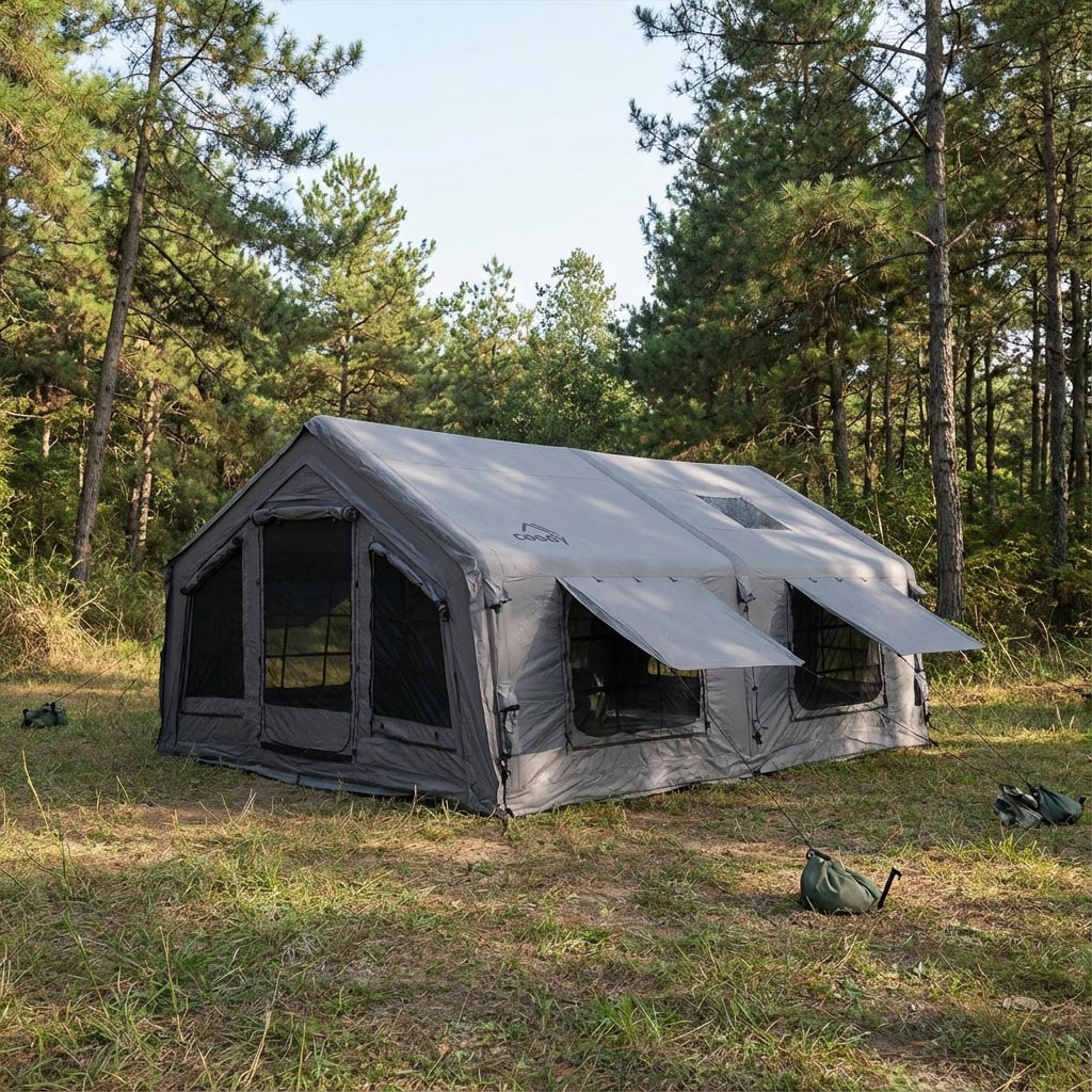 Tente gonflable Coody Familia AirTent 17.2 noire pour camping (2 à 10 personnes)