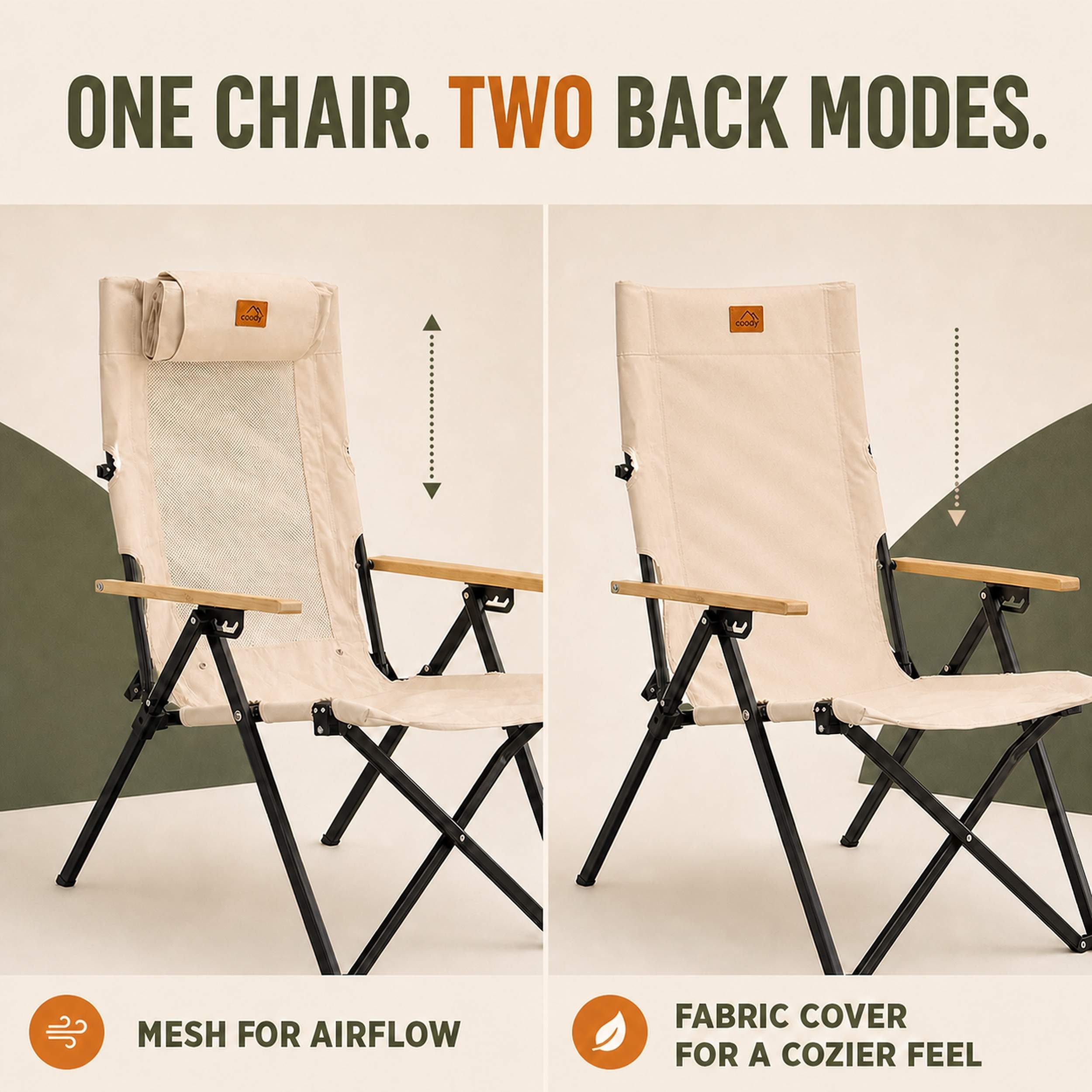 Coody Relax 4-Position Camping Chair – Beige