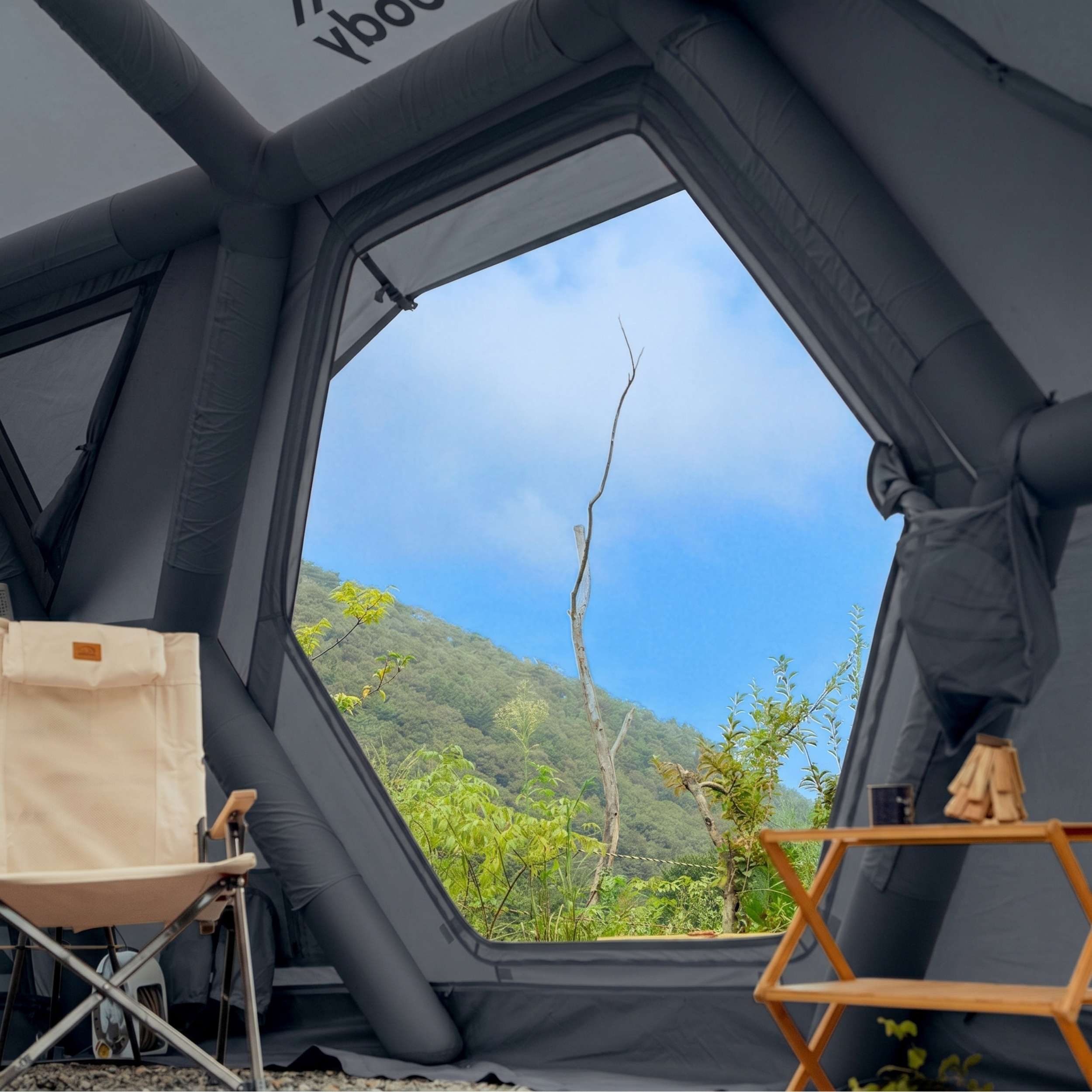 Tienda de campaña inflable Coody Familia AirTent 17.2 beige para acampar (2-10 personas)