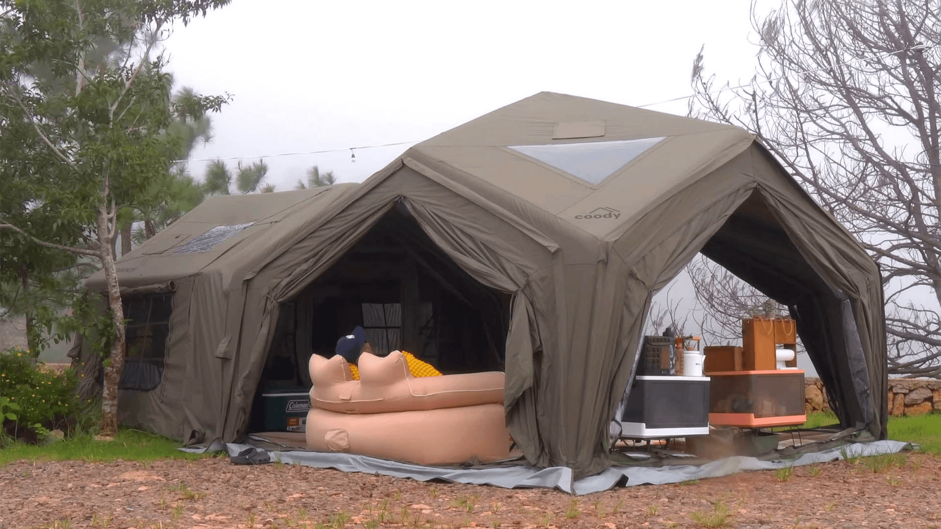 Coody AirTent Hub Shelter Forest Green Inflatable Tents for Camping (2-6 Person)