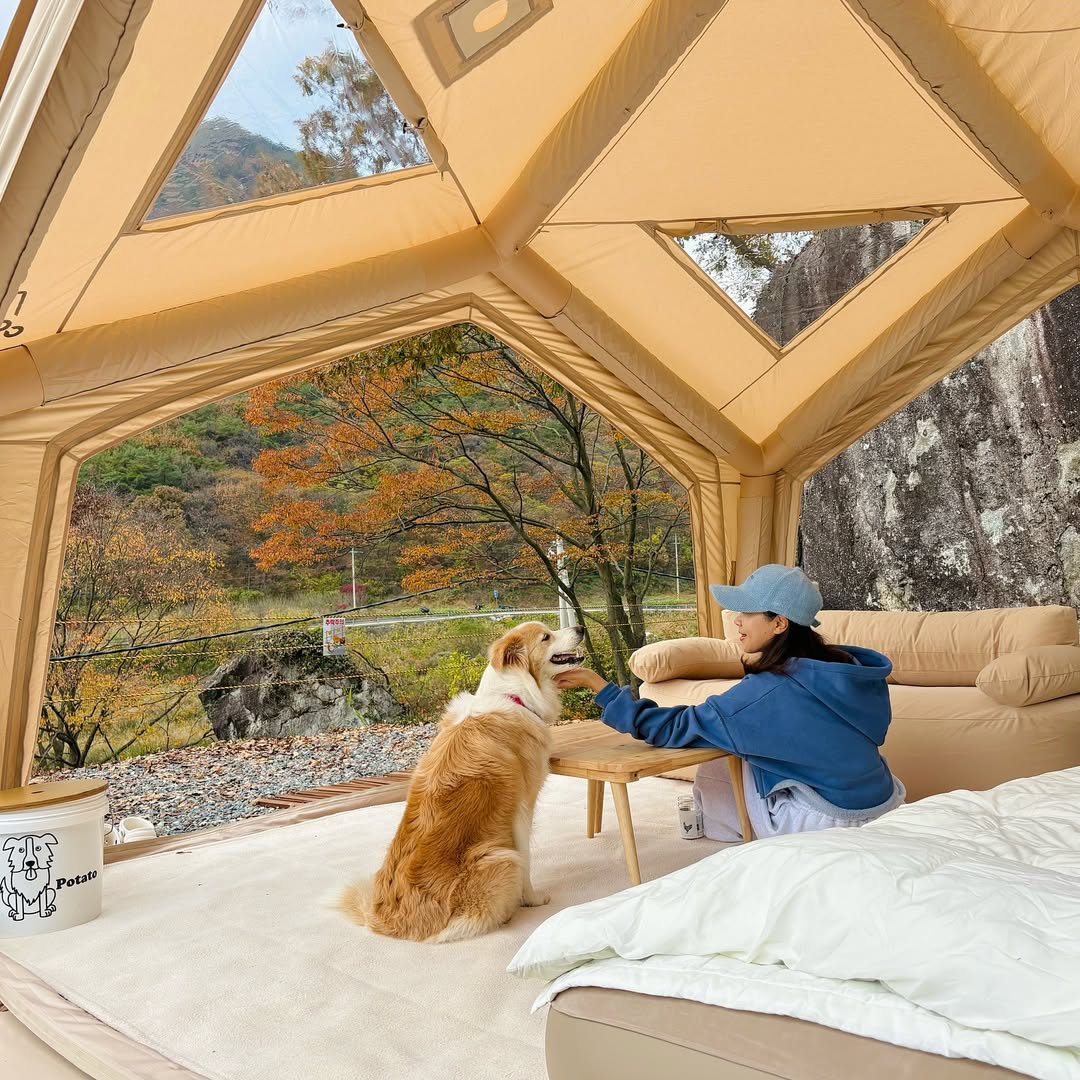 Coody AirTent Hub Beige (2-6 Person) + Carpet for Hub + Electric Pump + Air Sofa