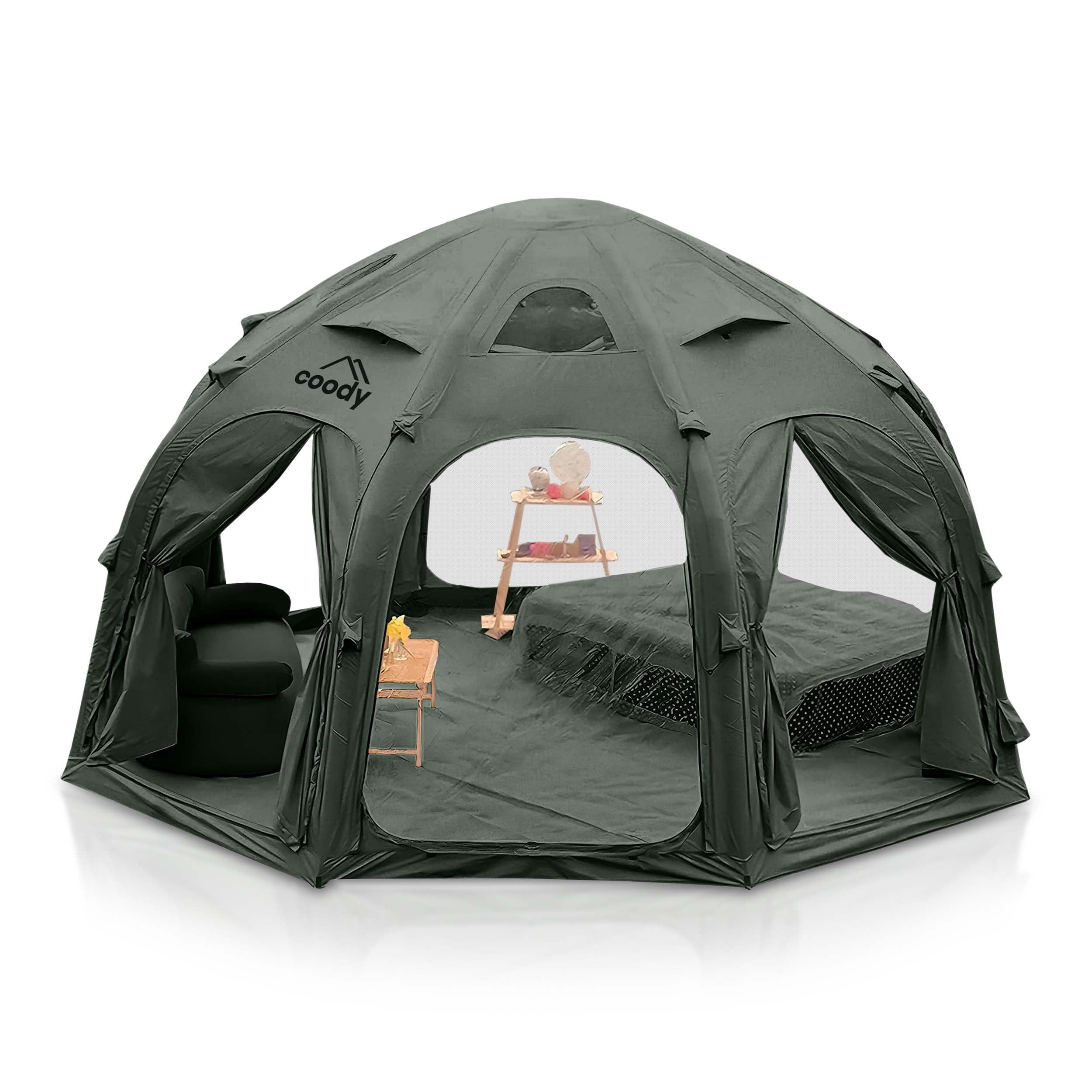 Coody Dome Octopus Forest Green Inflatable Shelter for 2-4 person