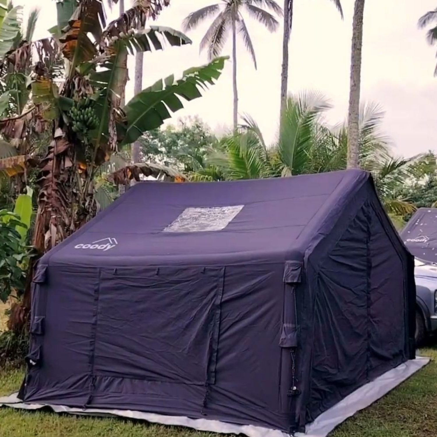 Tienda de campaña inflable Coody 10 negra para acampar (2-4 personas)