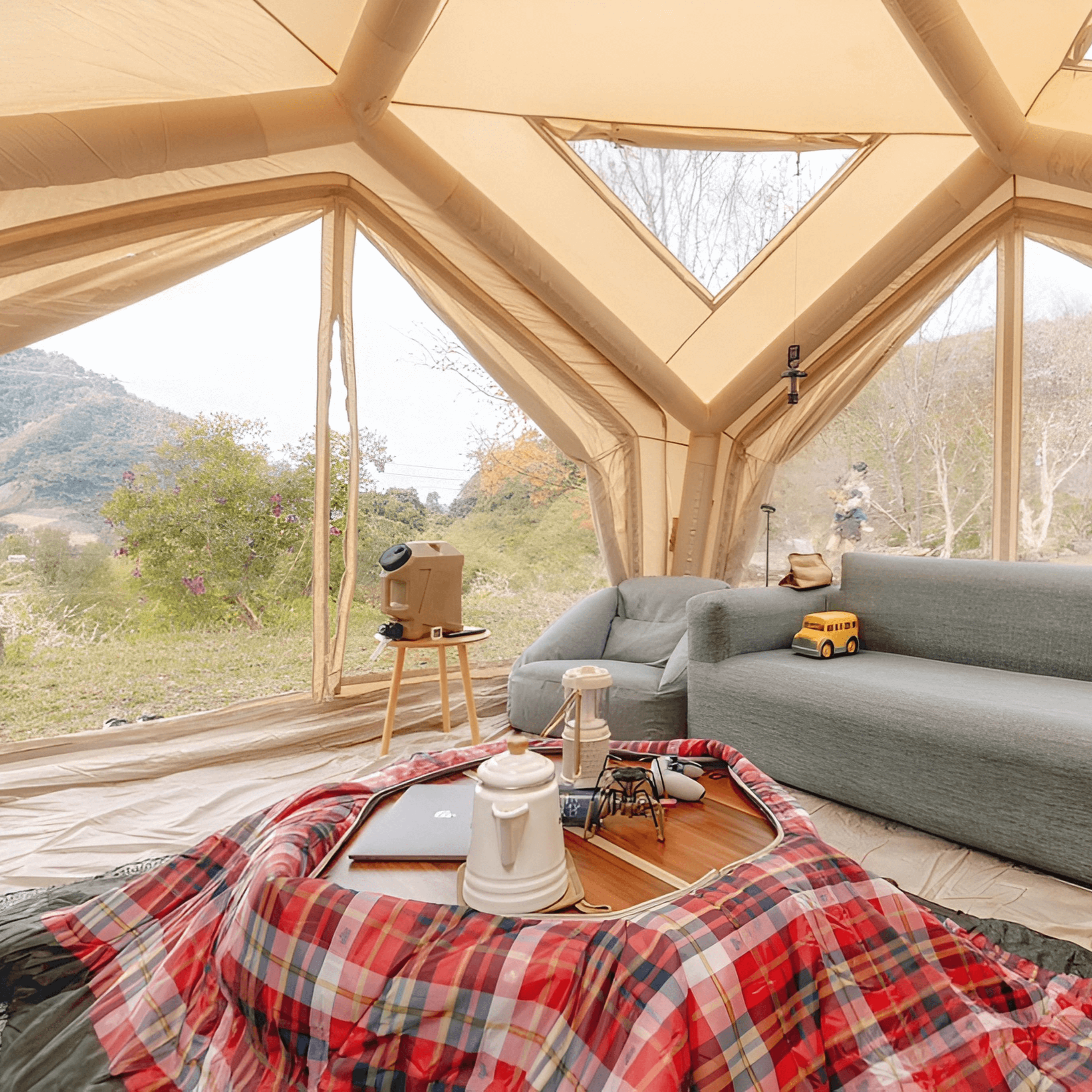 Tiendas inflables Coody AirTent Hub Shelter beige para acampar (2-6 personas)