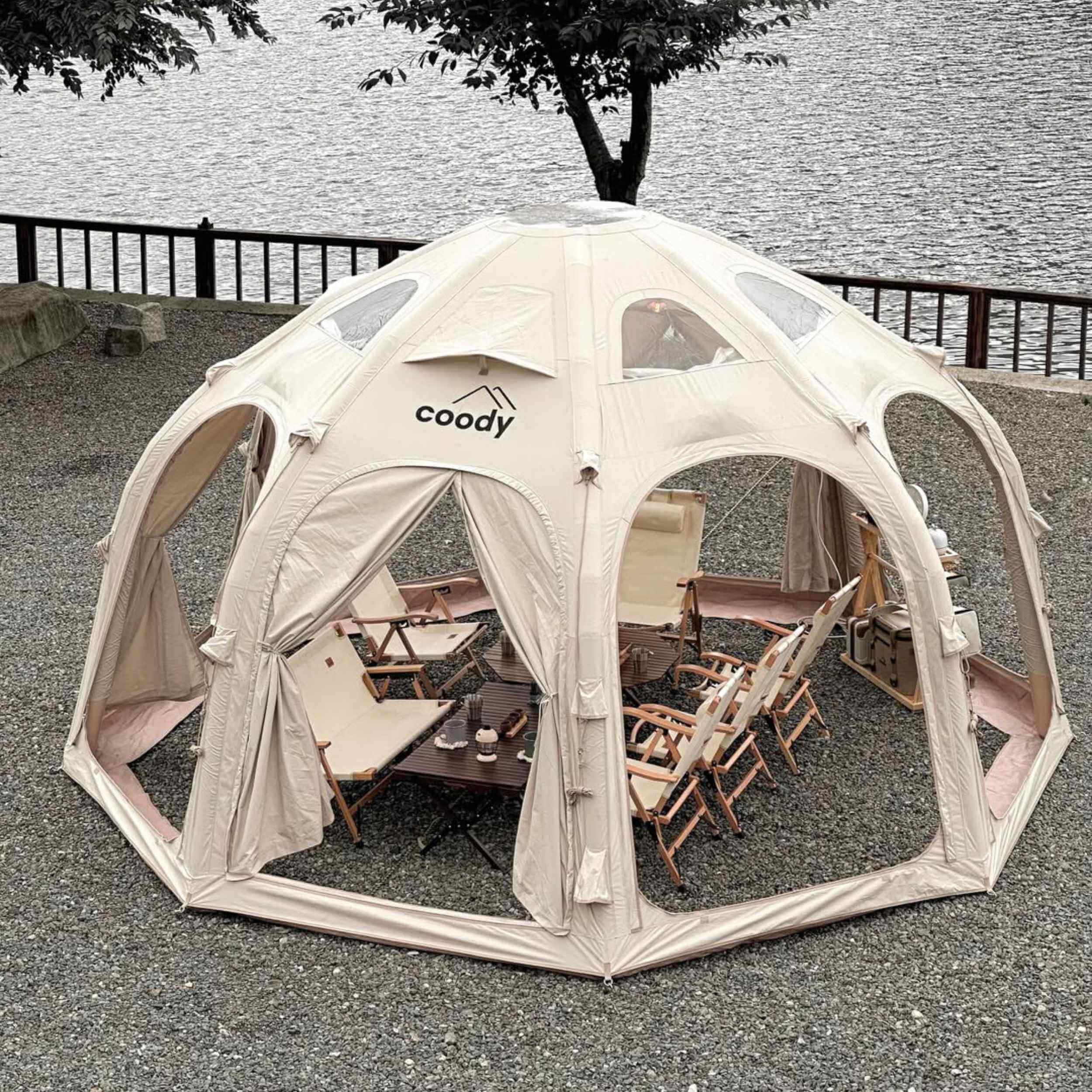 Refugio inflable Coody Aurora Dome beige para 2 a 4 personas