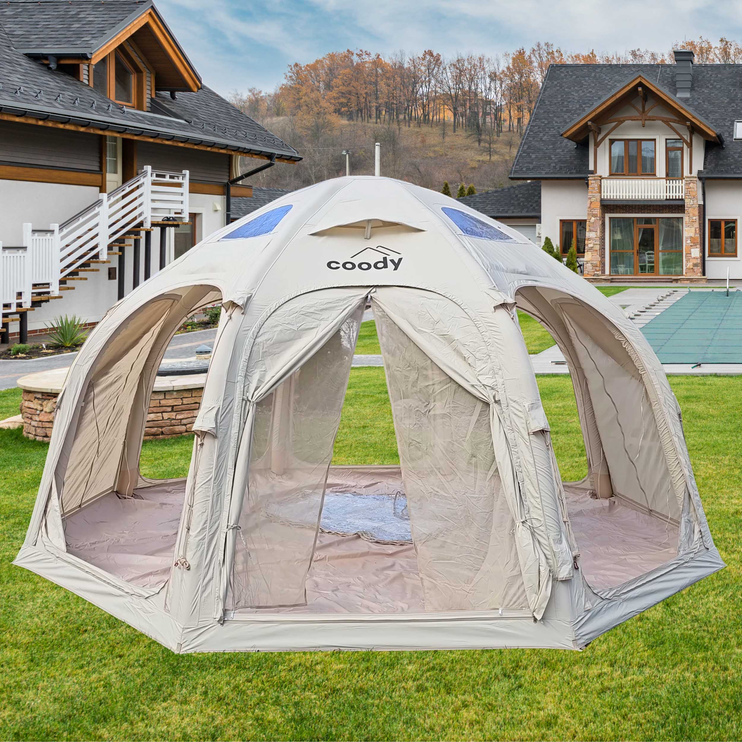 Refugio inflable Coody Aurora Dome beige para 2 a 4 personas