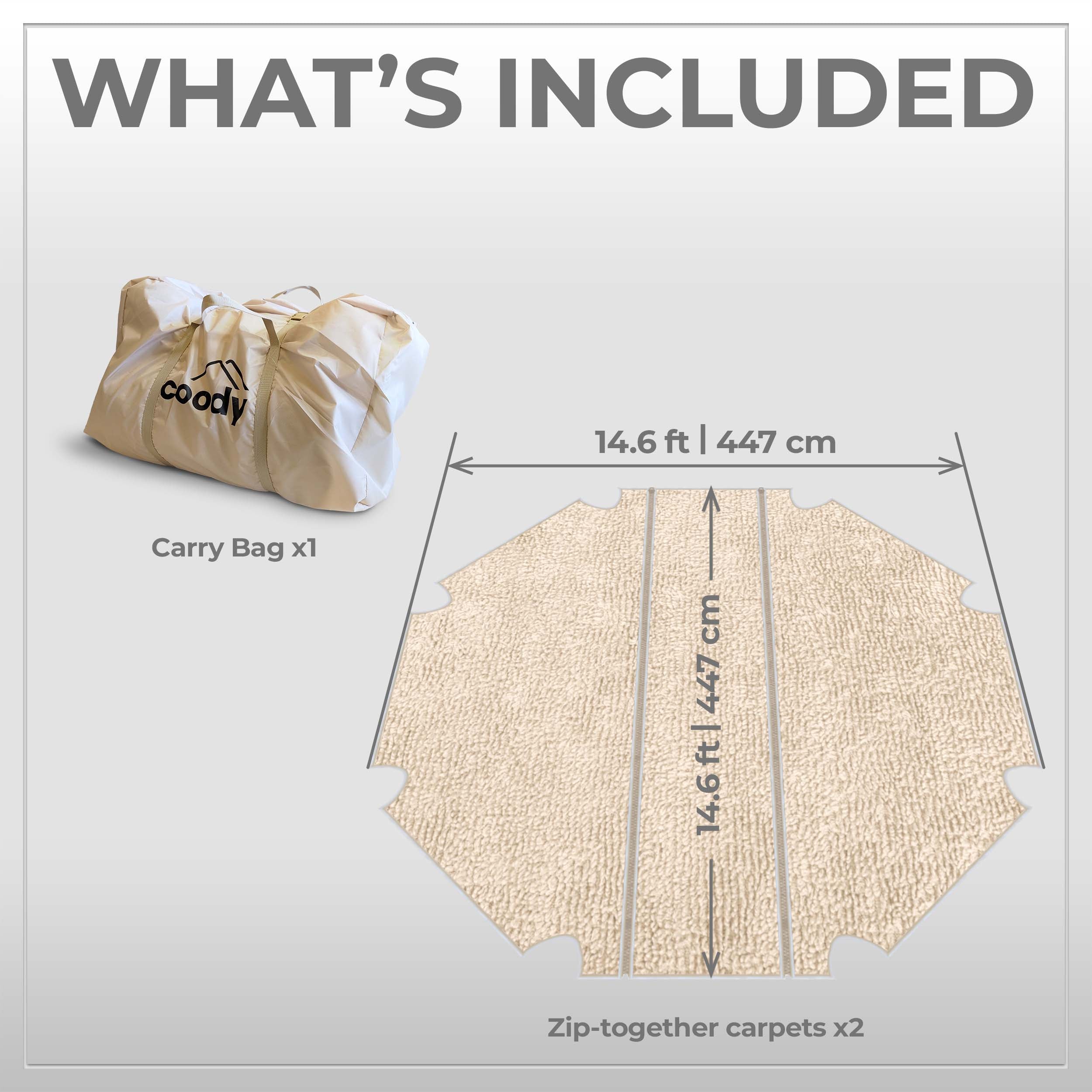 Alfombra Coody (beige): diseñada a medida para la tienda de campaña Coody Aurora Dome