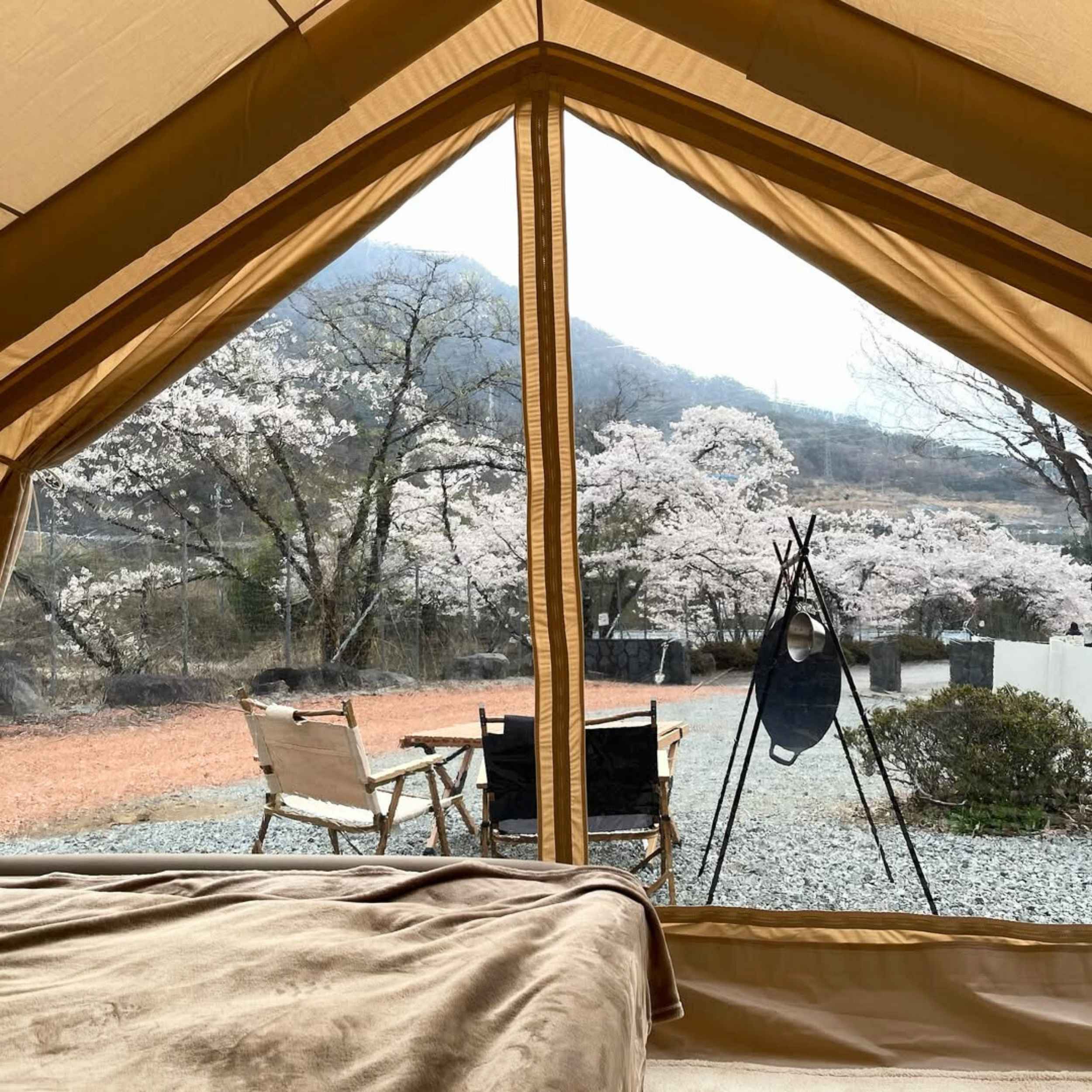 Coody Familia AirTent 13.6 Beige (2-10 Person) + RBM Wood Stove Caminus M