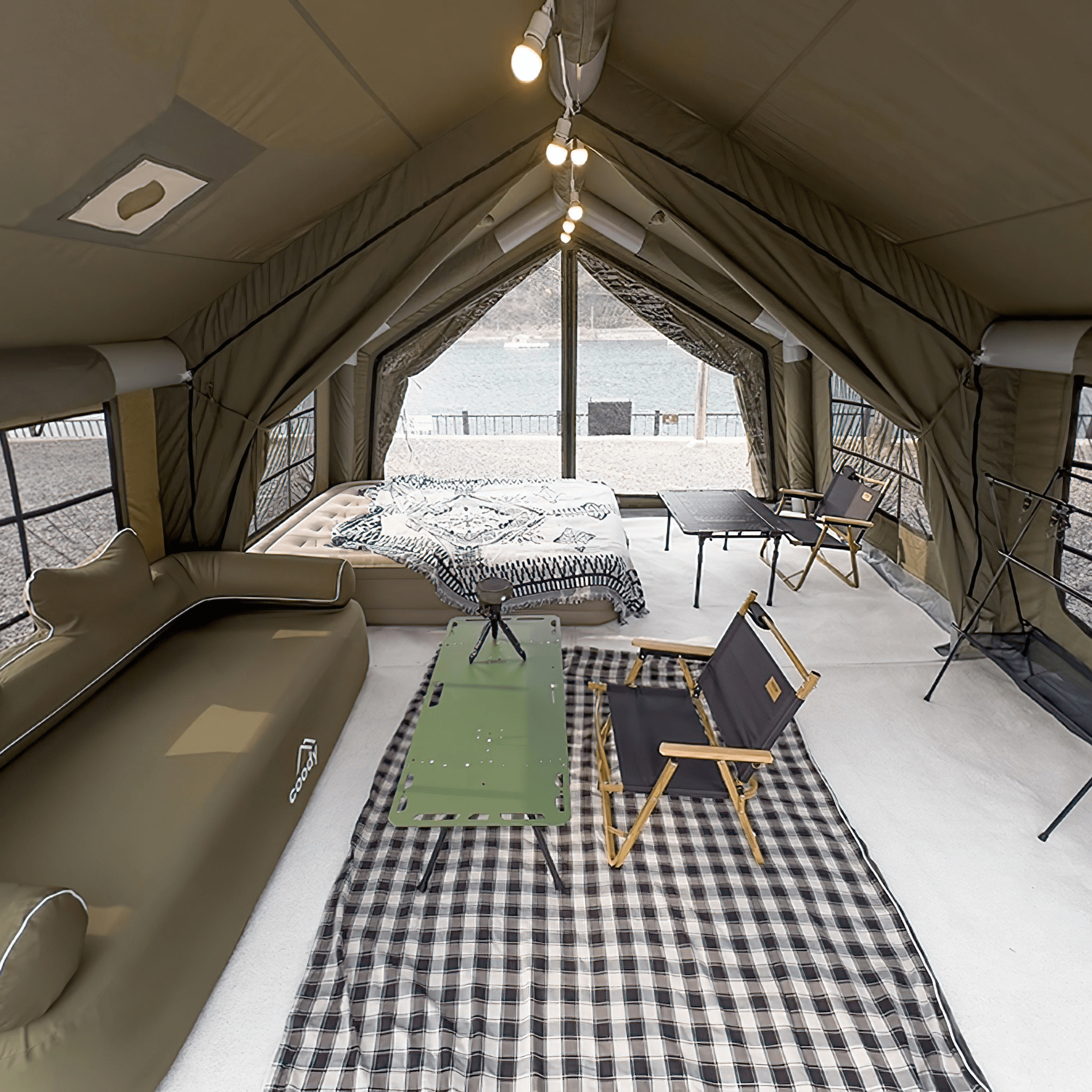 Tente gonflable Coody Familia AirTent 13,6 pouces vert forêt pour camping (2 à 8 personnes)