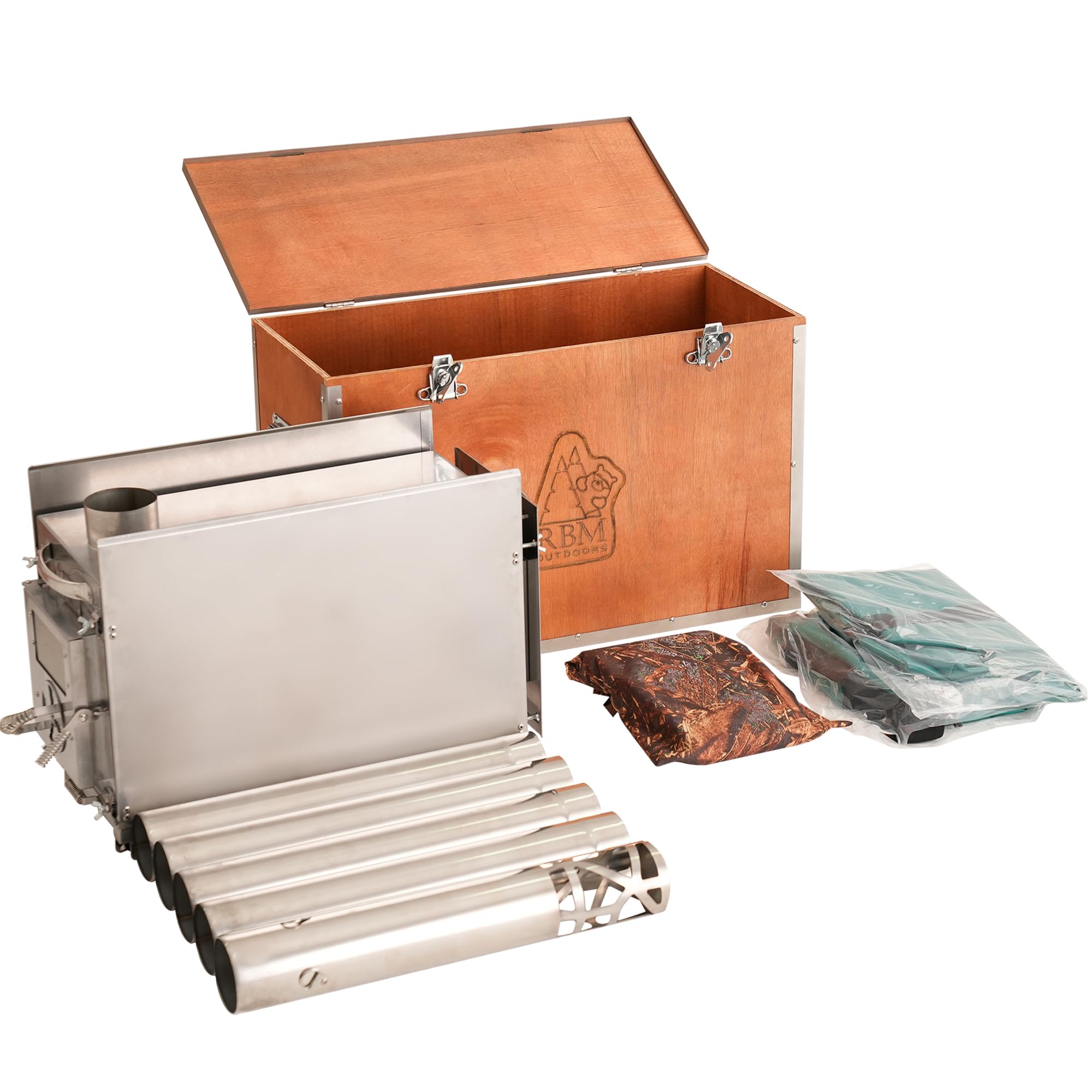 Coody Familia AirTent 17.2 Black (2-10 Person) + RBM Wood Stove Caminus M