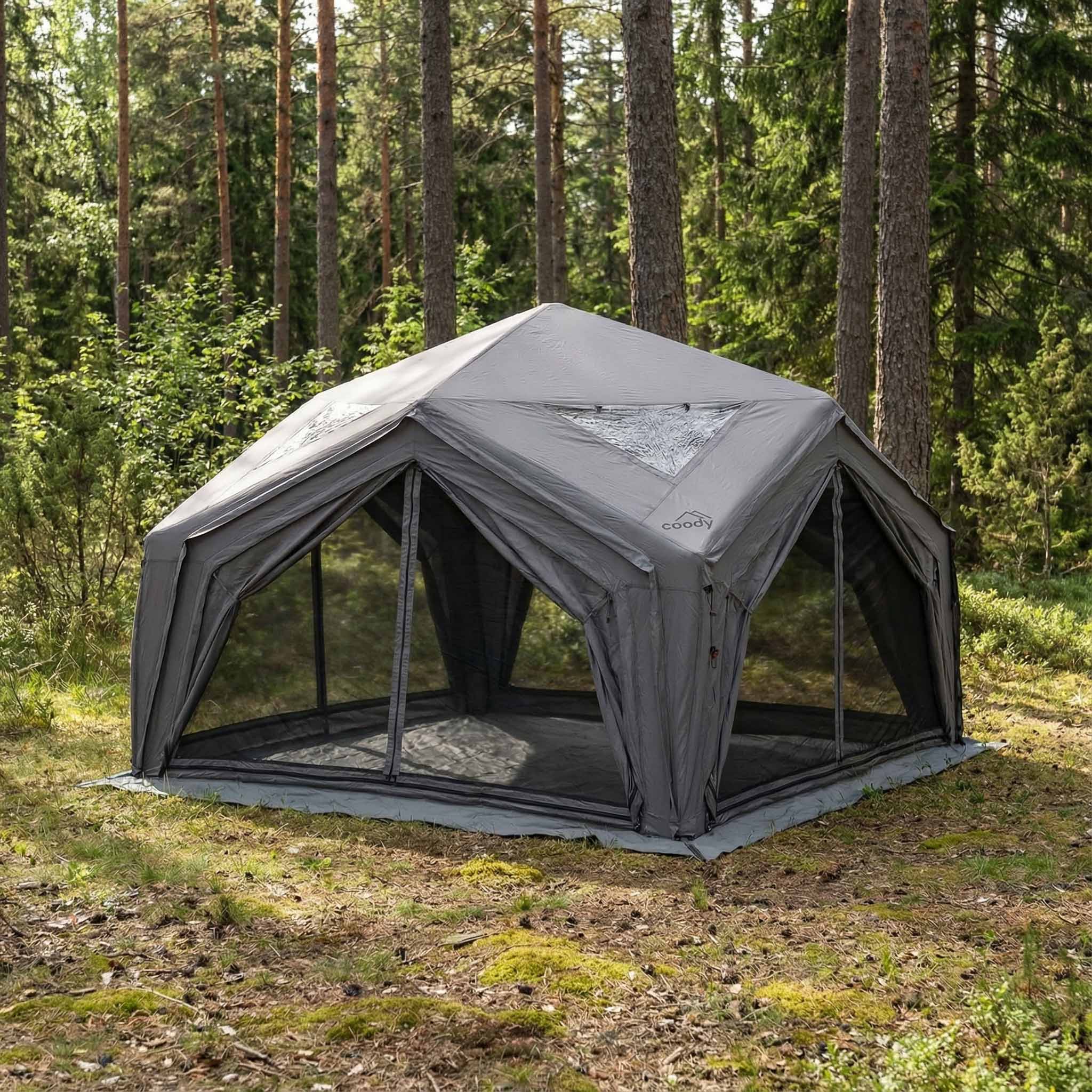 Coody Air Tent Hub Shelter Gray Inflatable Tents for Camping (2-6 Person)