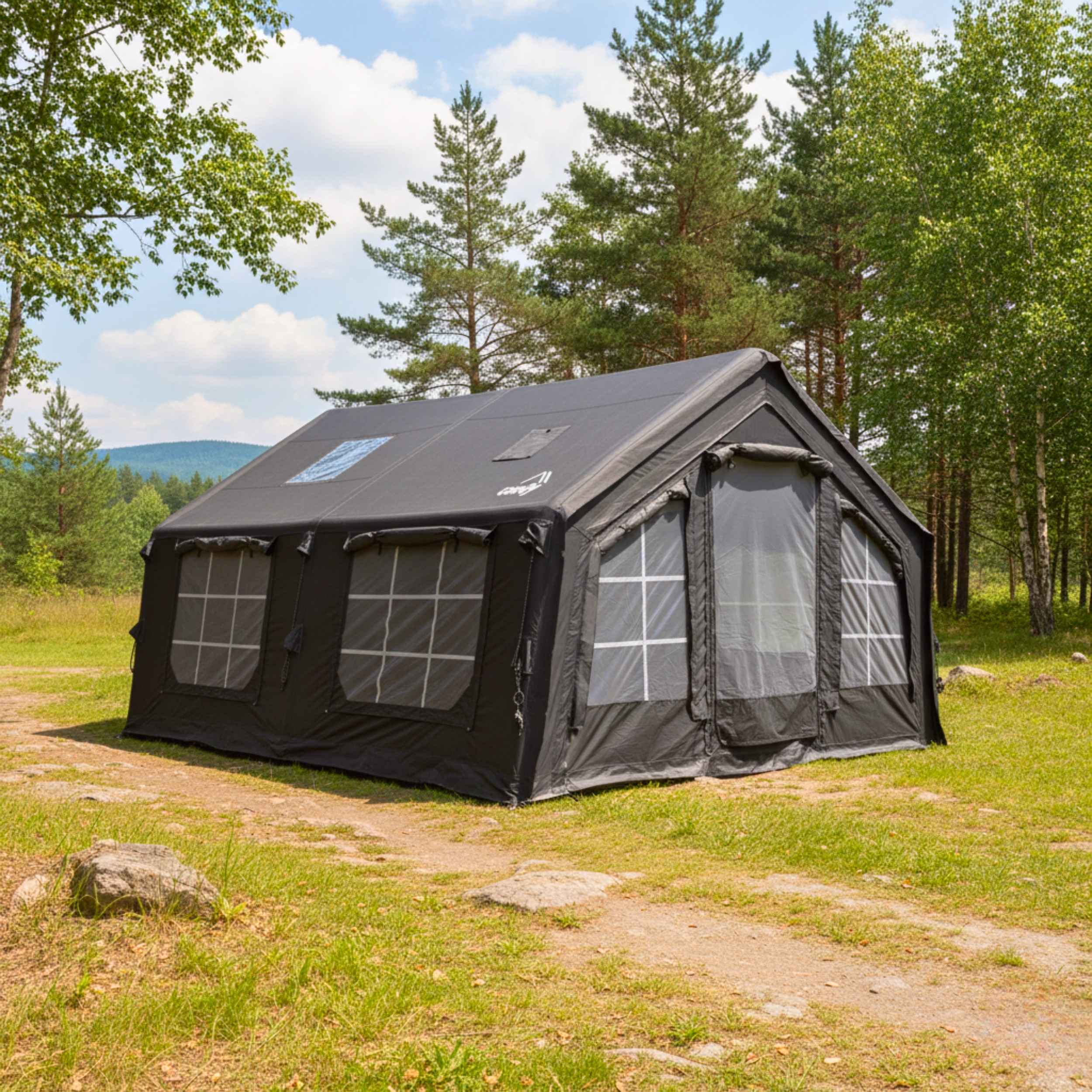 Tente gonflable Coody Familia AirTent 13.6 noire pour camping (2 à 8 personnes)