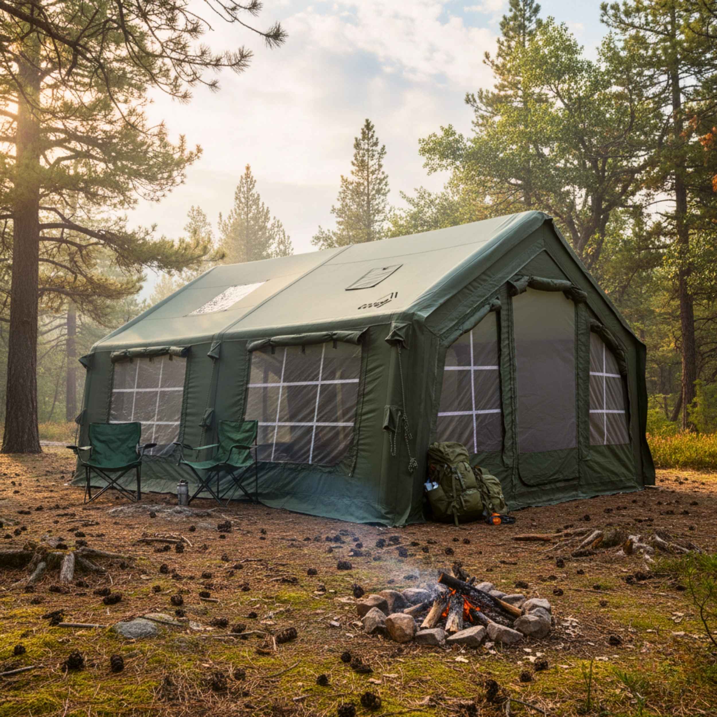 Tente gonflable Coody Familia AirTent 13,6 pouces vert forêt pour camping (2 à 8 personnes)