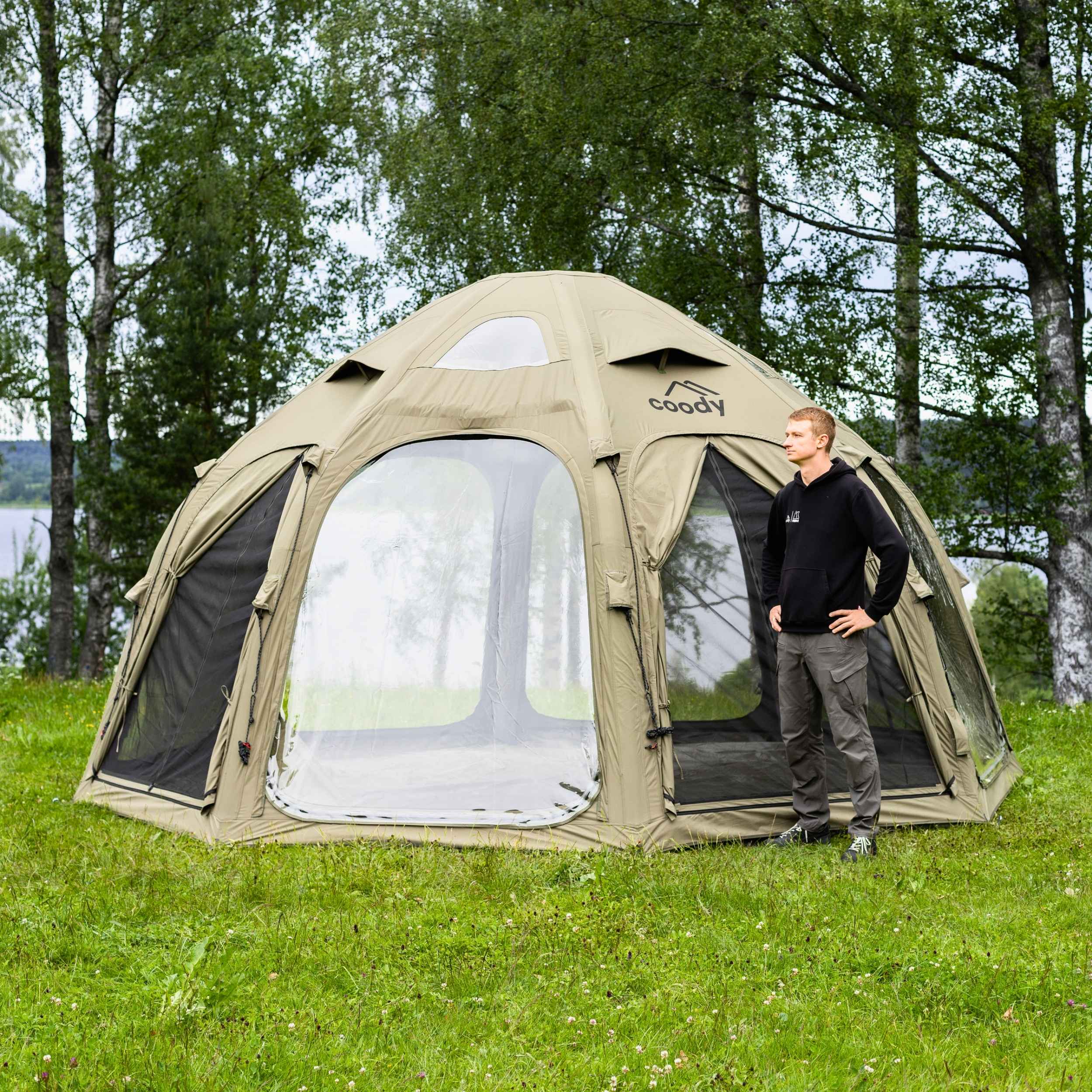 Refugio inflable Coody Aurora Dome Green para 2 a 4 personas