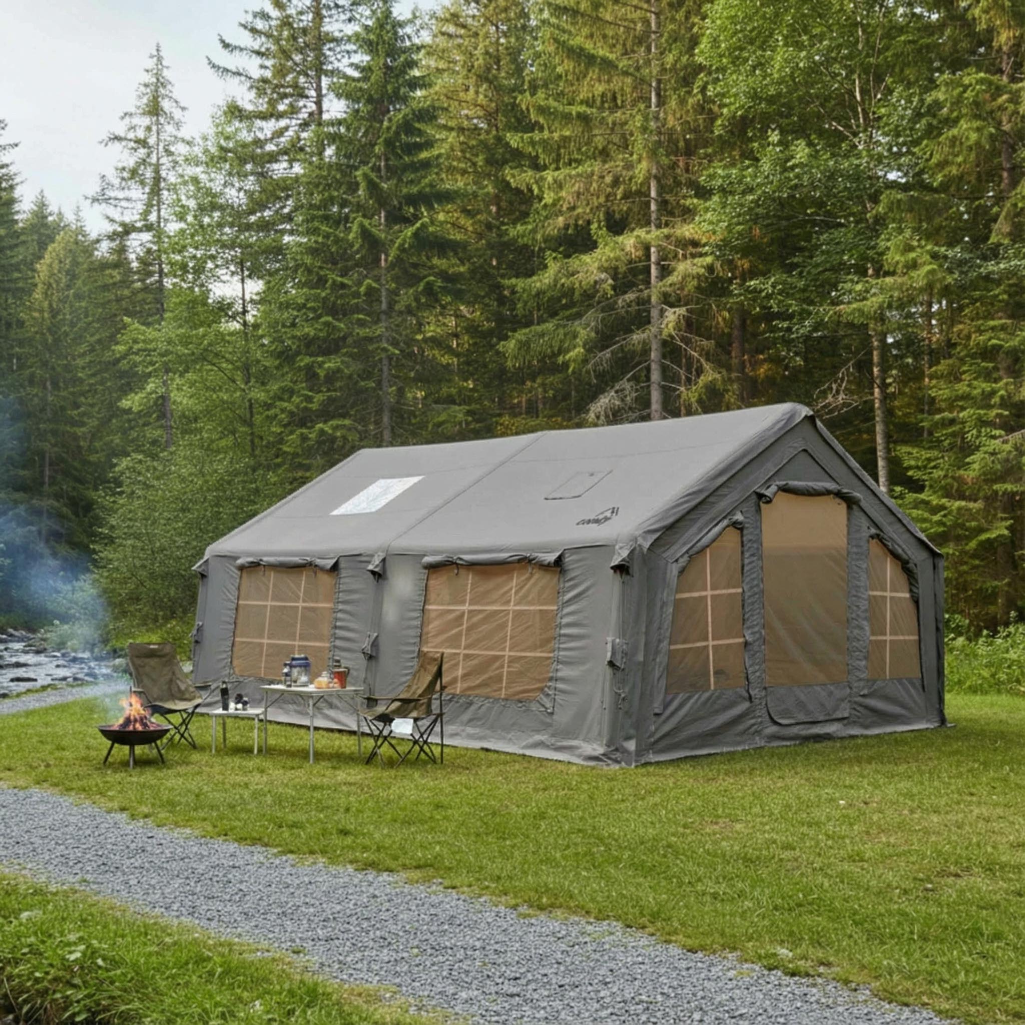 Coody Familia AirTent 17.2 Gray Inflatable Tent House for Camping (2-10 Person)